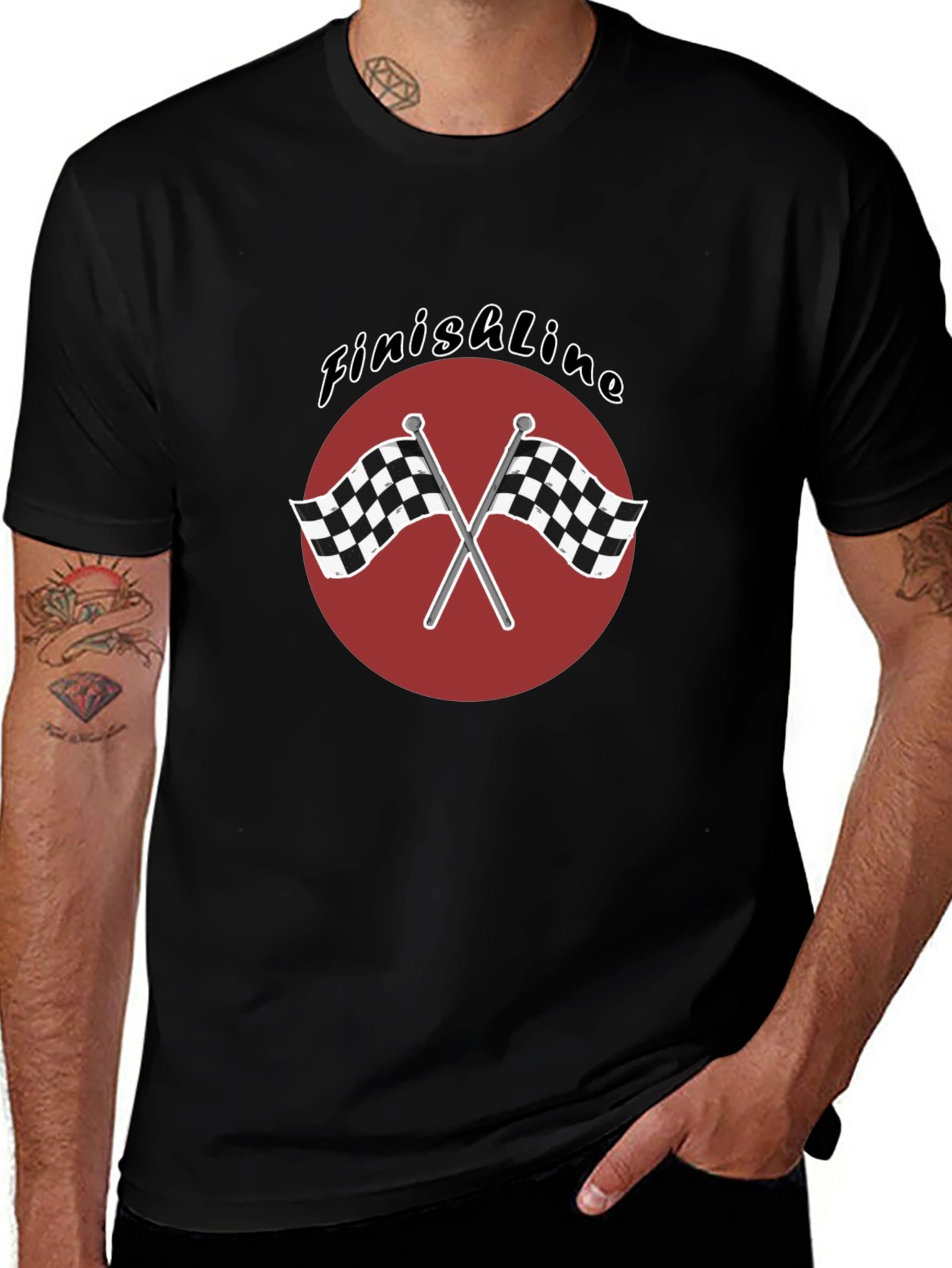 Finish Line Race Flags Graphic T-Shirt