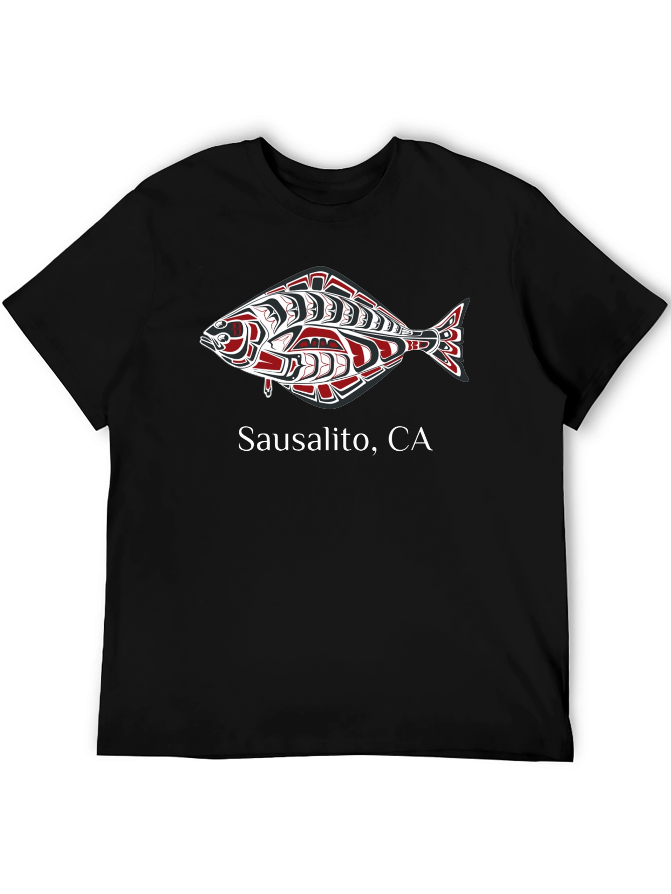 Sausalito CA Fish Graphic Tee - Black