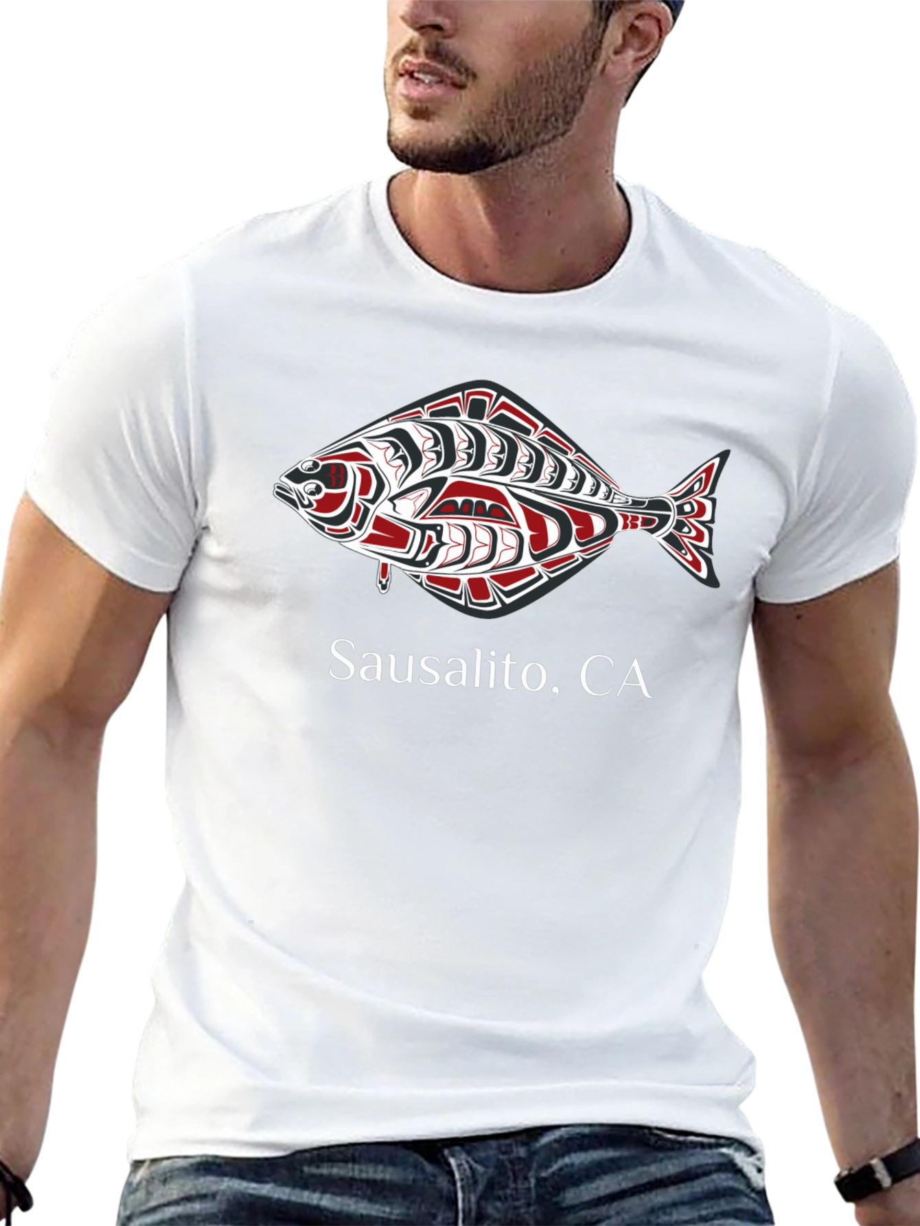 Sausalito CA Fish Graphic Tee - Black