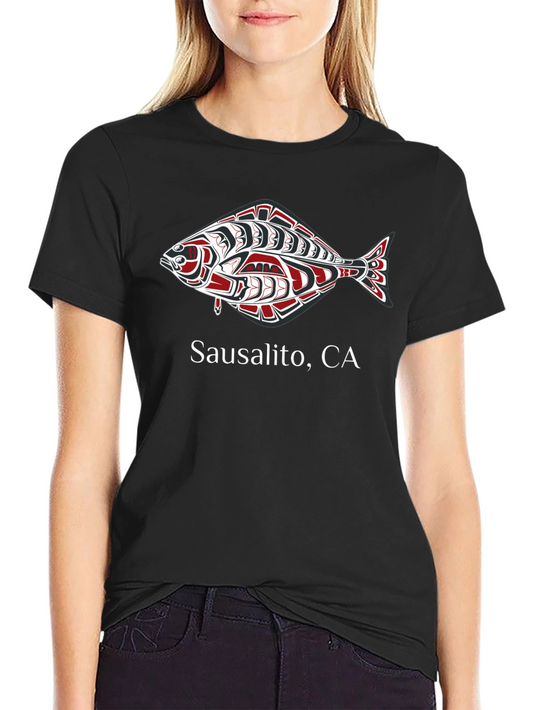 Sausalito CA Fish Graphic Tee - Black