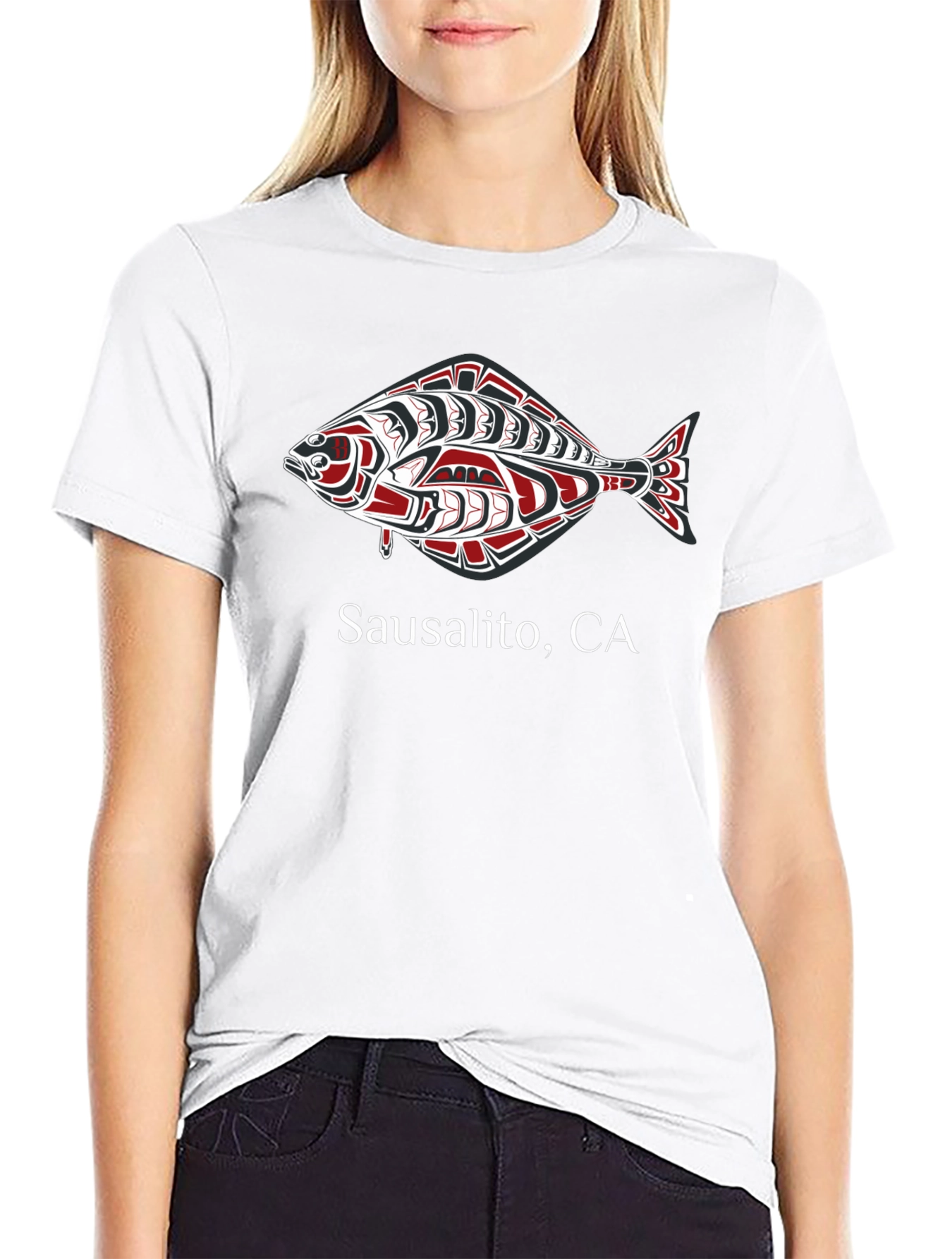 Sausalito CA Fish Graphic Tee - Black