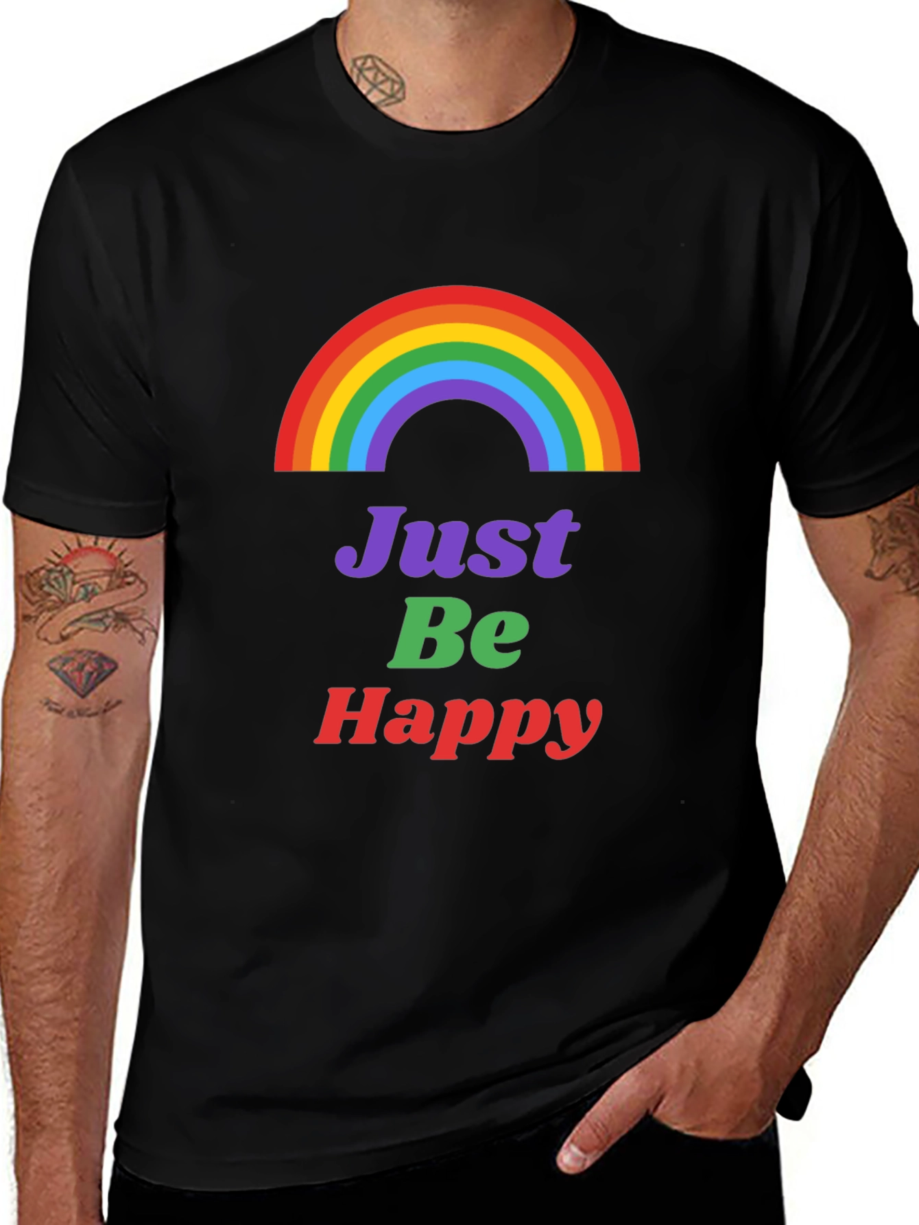 Rainbow Just Be Happy Graphic Tee