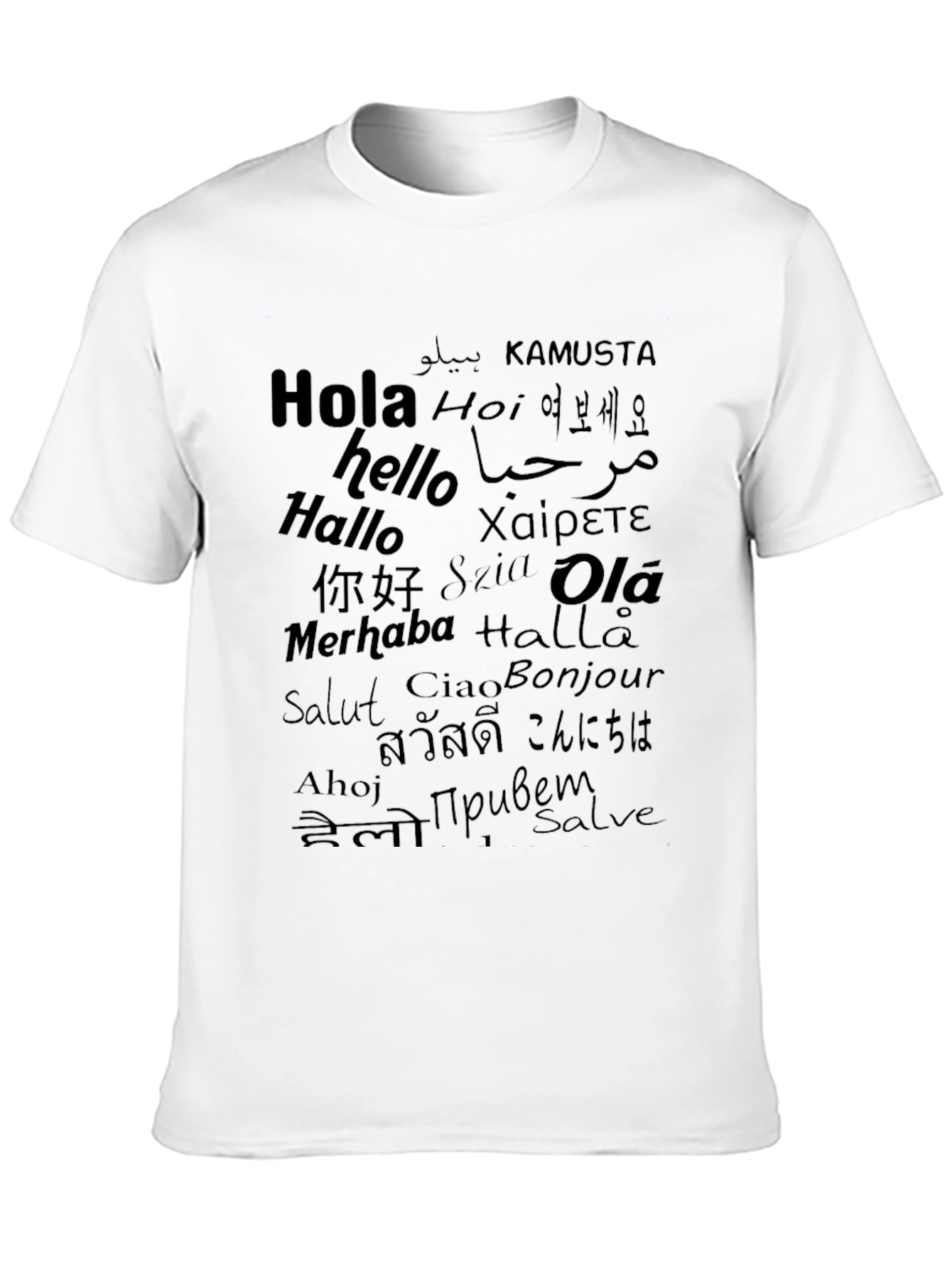 Multilingual Greetings Black T-Shirt