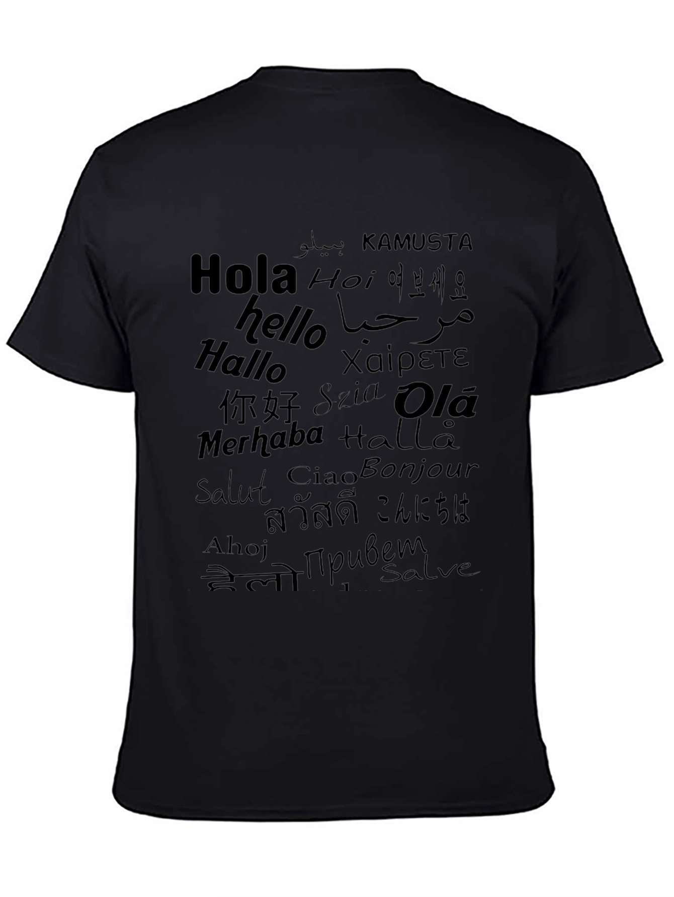 Multilingual Greetings Black T-Shirt
