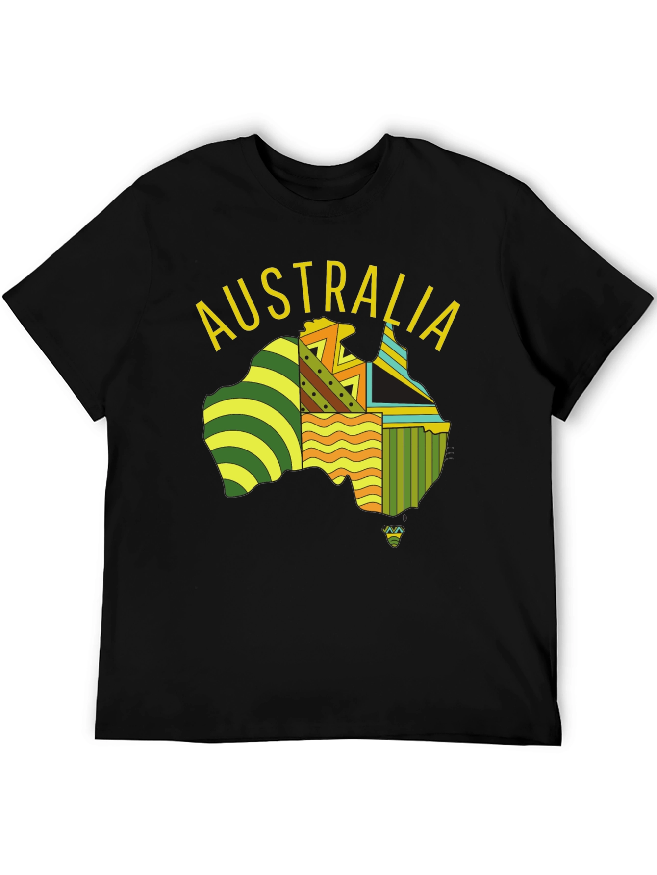 Australia Map Graphic Print Black T-Shirt