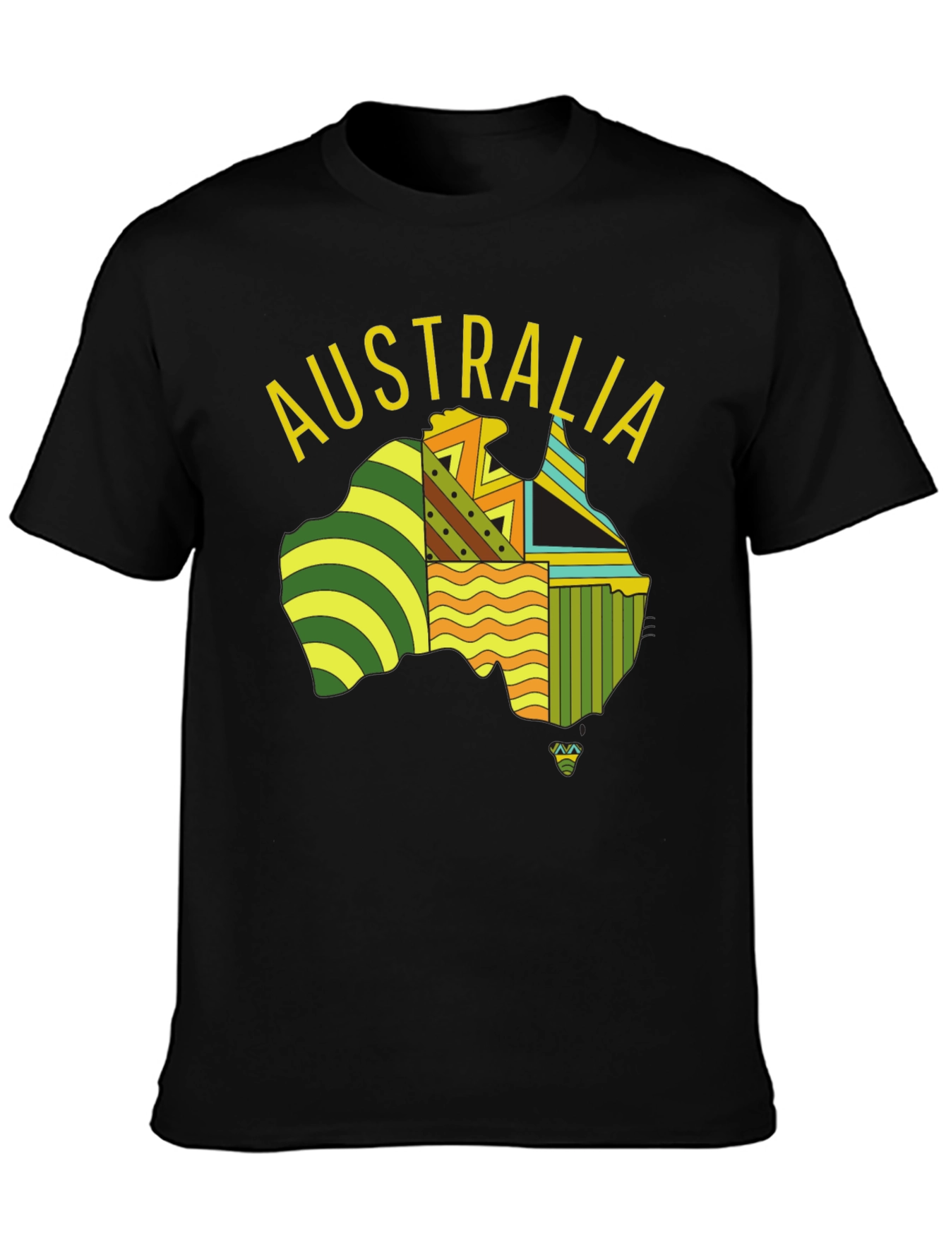 Australia Map Graphic Print Black T-Shirt