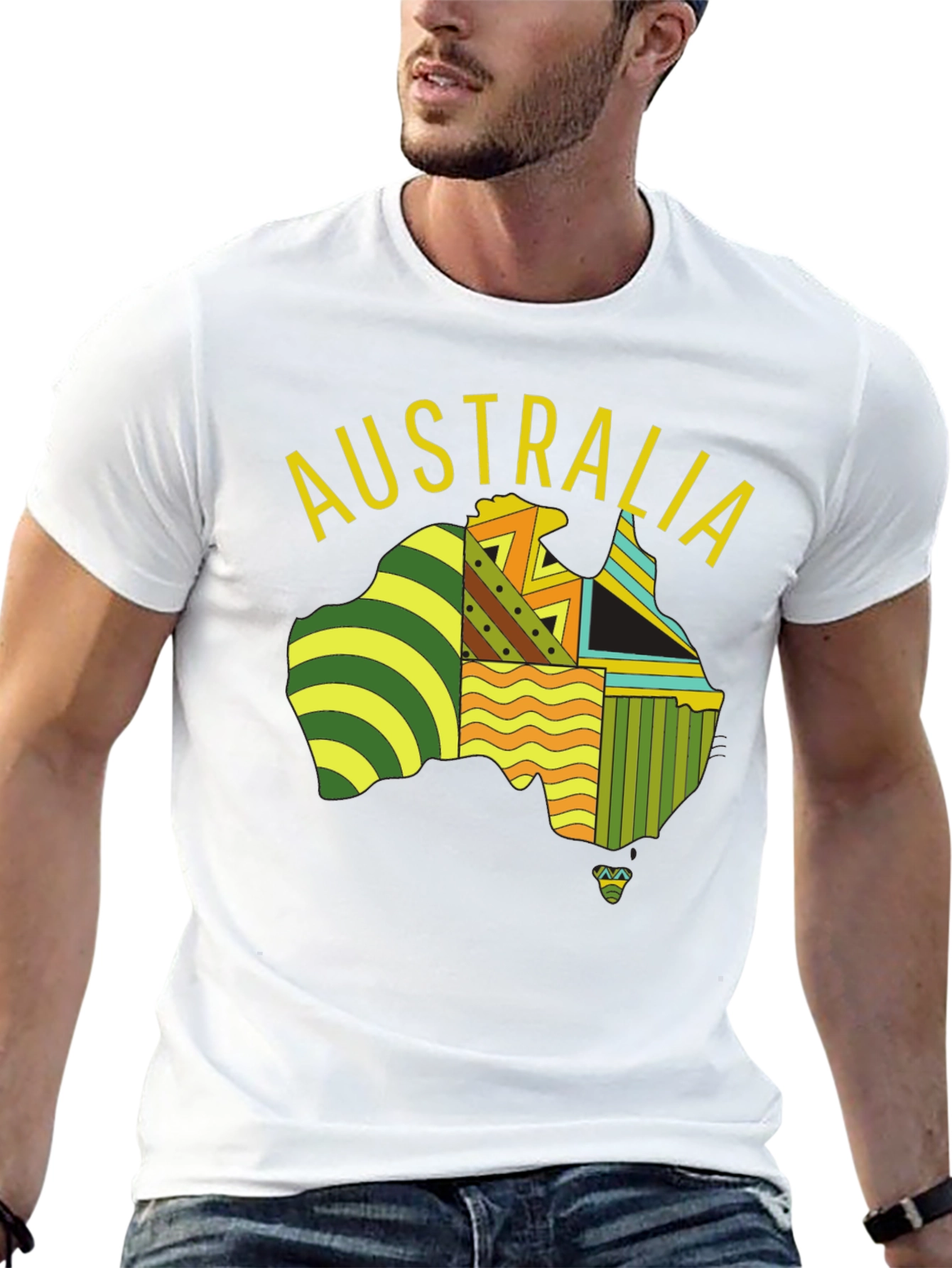 Australia Map Graphic Print Black T-Shirt