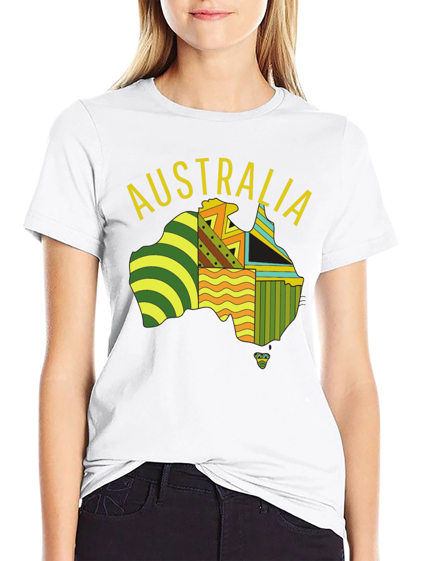 Australia Map Graphic Print Black T-Shirt