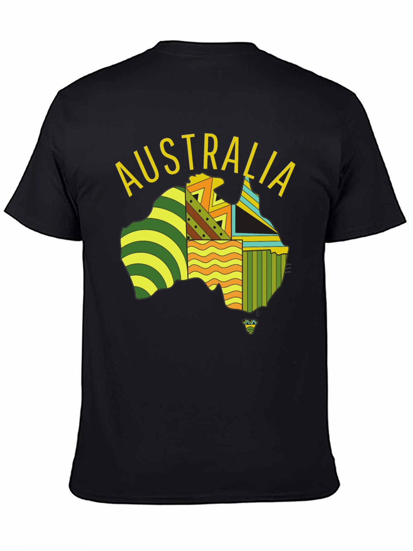 Australia Map Graphic Print Black T-Shirt