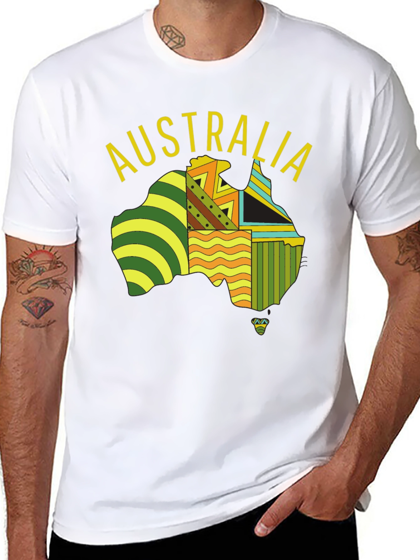 Australia Map Graphic Print Black T-Shirt