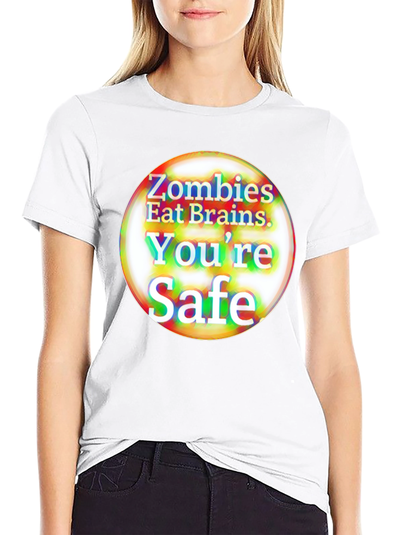 Zombies Eat Brains T-Shirt - Youre Safe Funny Tee