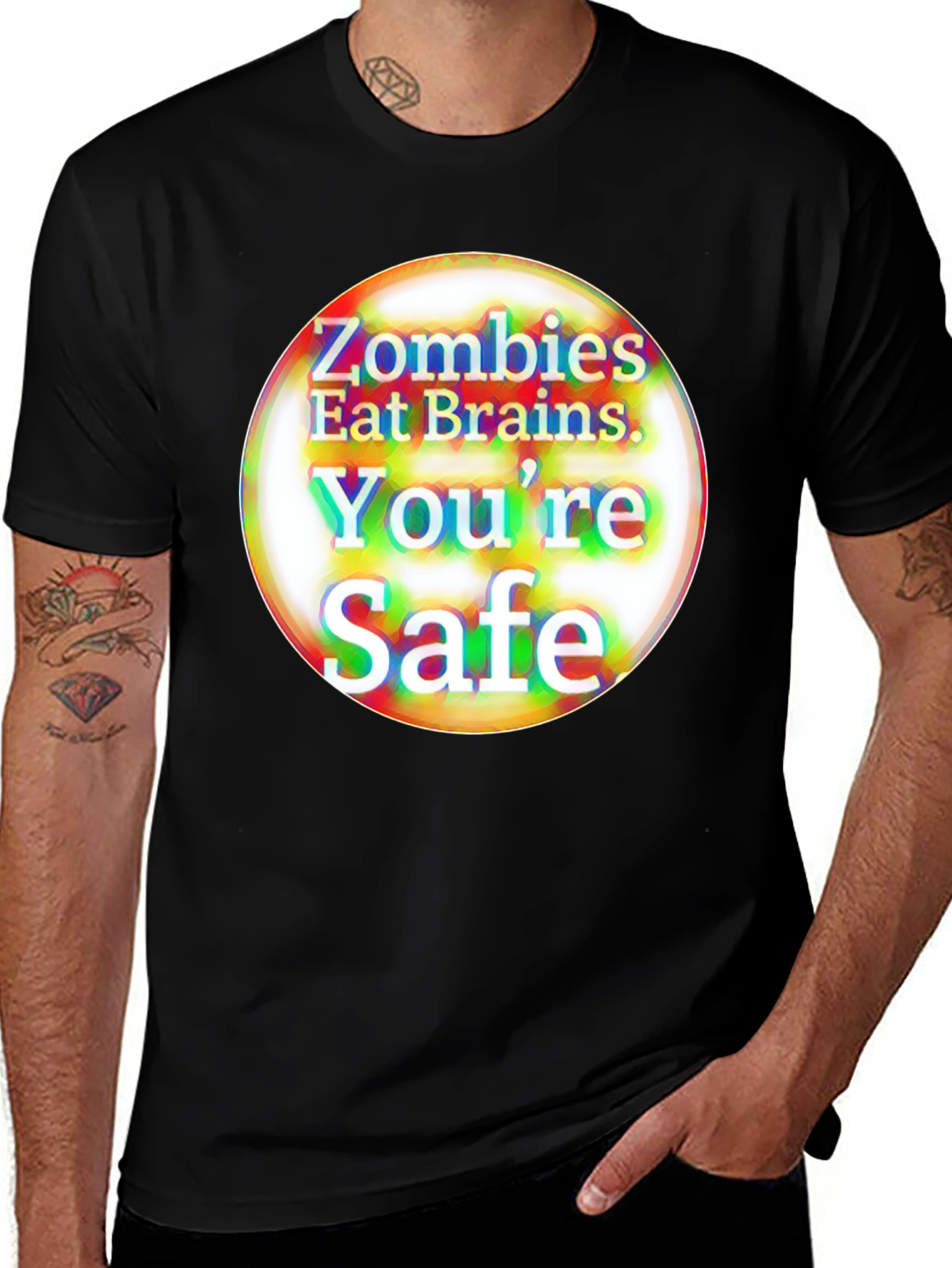 Zombies Eat Brains T-Shirt - Youre Safe Funny Tee