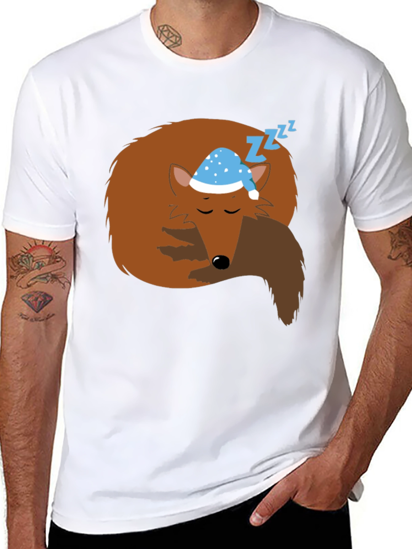 Sleeping Fox Graphic Tee - Comfy Black T-Shirt