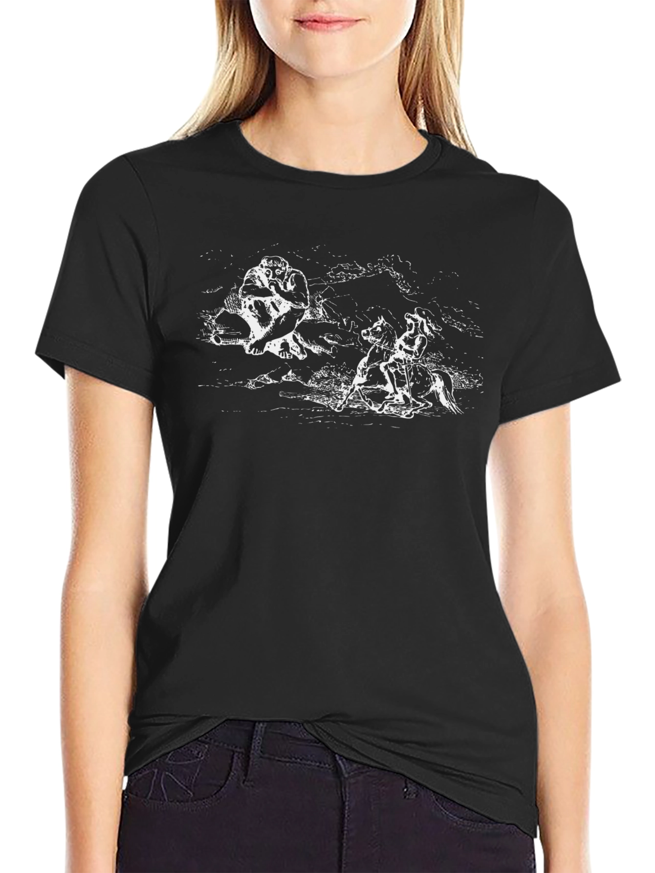 Black T-Shirt with Symbolic Graphic Print