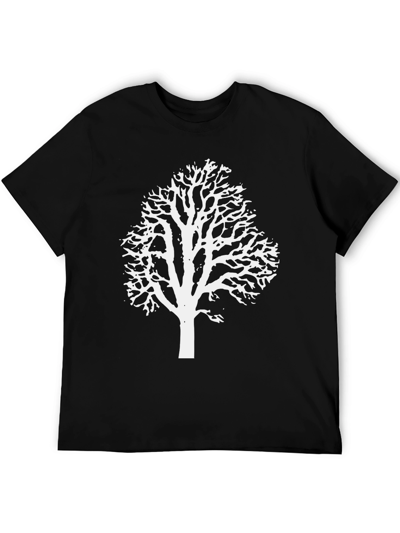 White Tree Graphic Print Black T-Shirt