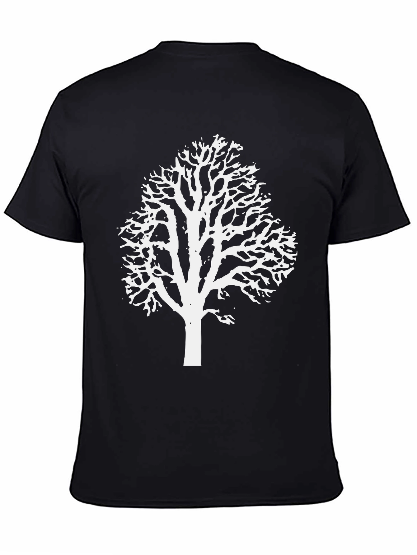 White Tree Graphic Print Black T-Shirt