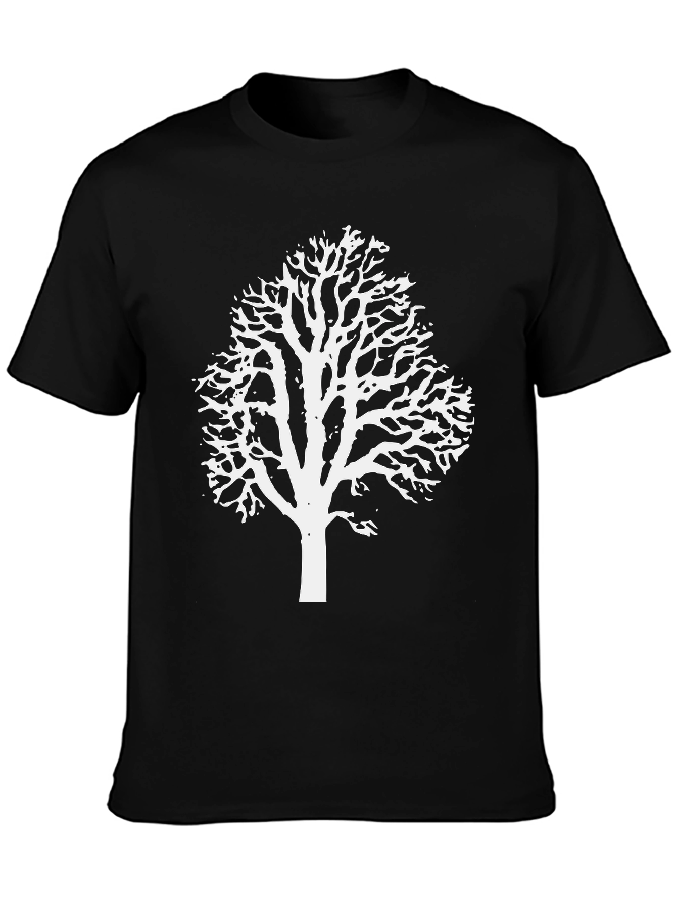 White Tree Graphic Print Black T-Shirt
