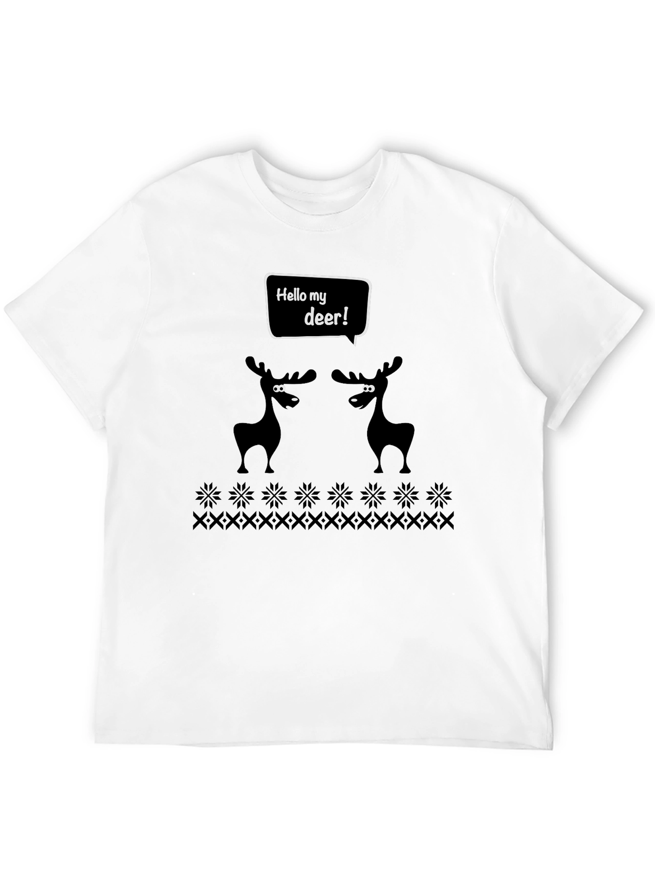 Hello My Deer Graphic Tee - Black Cotton T-Shirt
