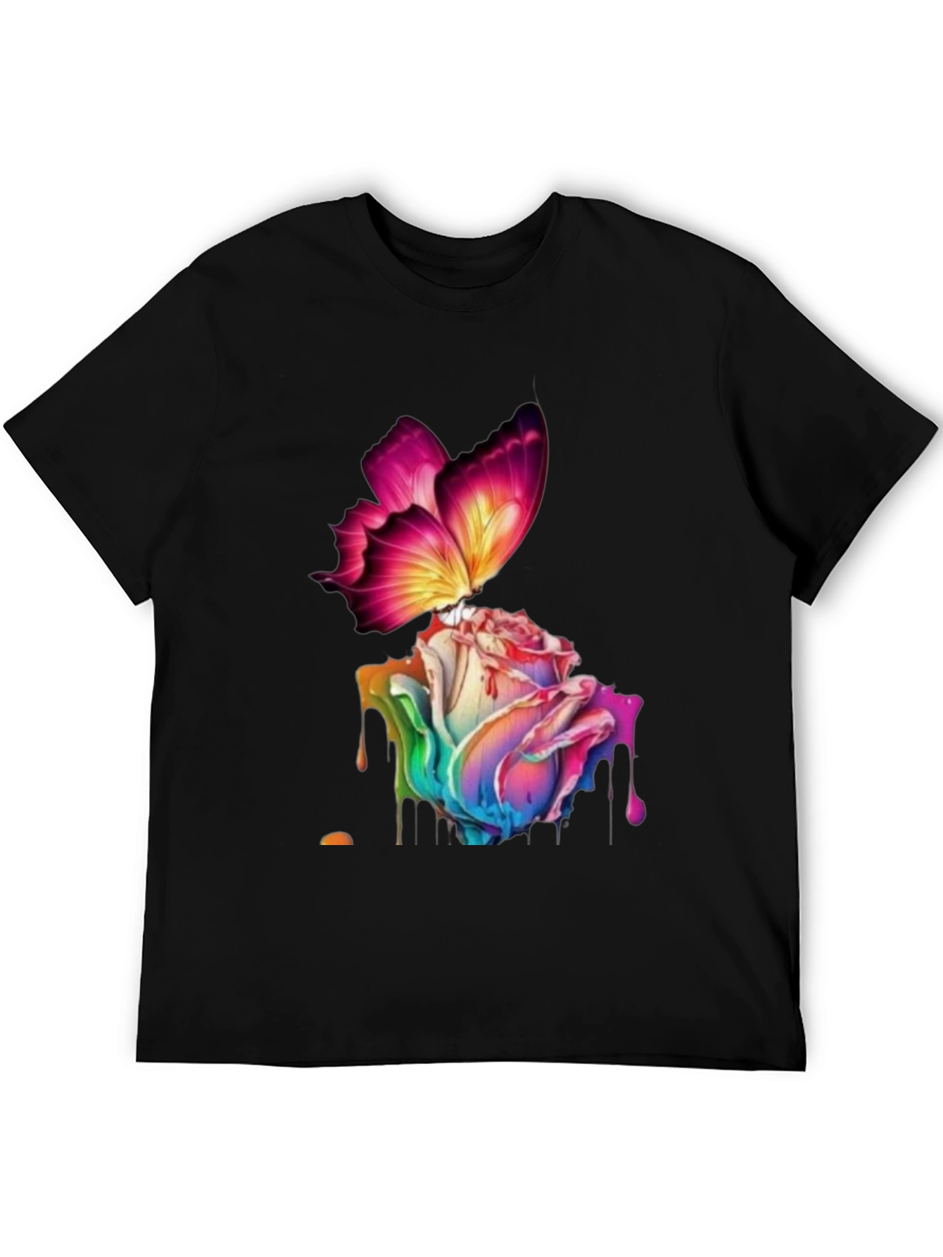 Butterfly Rose Graphic Black T-Shirt