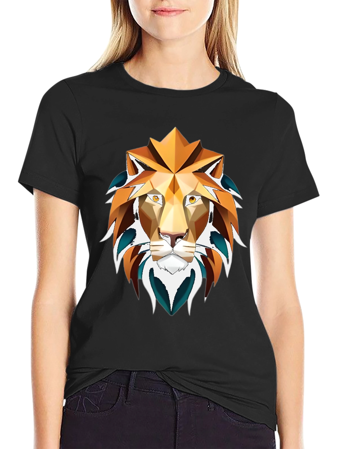 Geometric Lion Graphic Tee - Stylish Mens Shirt