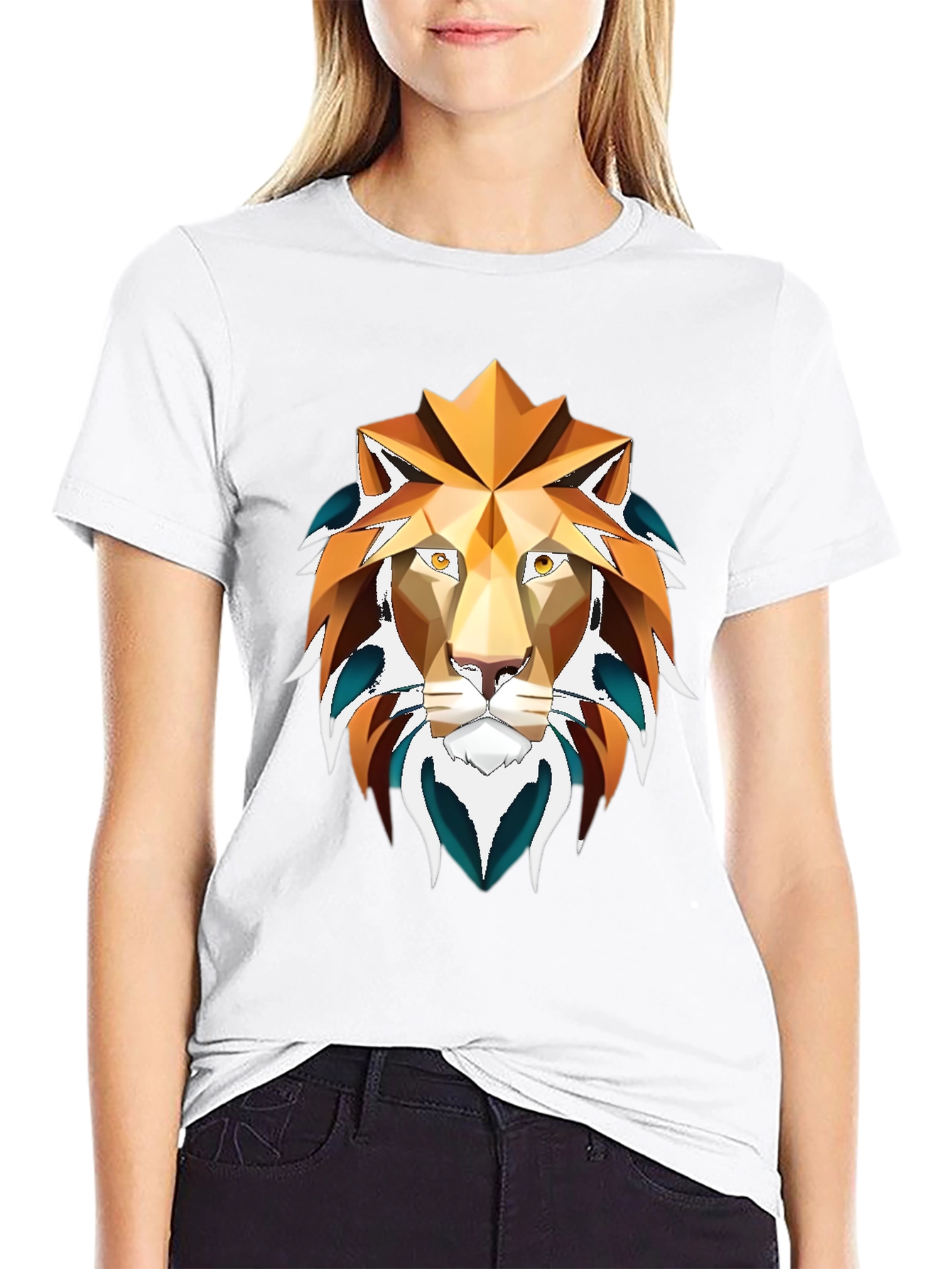 Geometric Lion Graphic Tee - Stylish Mens Shirt