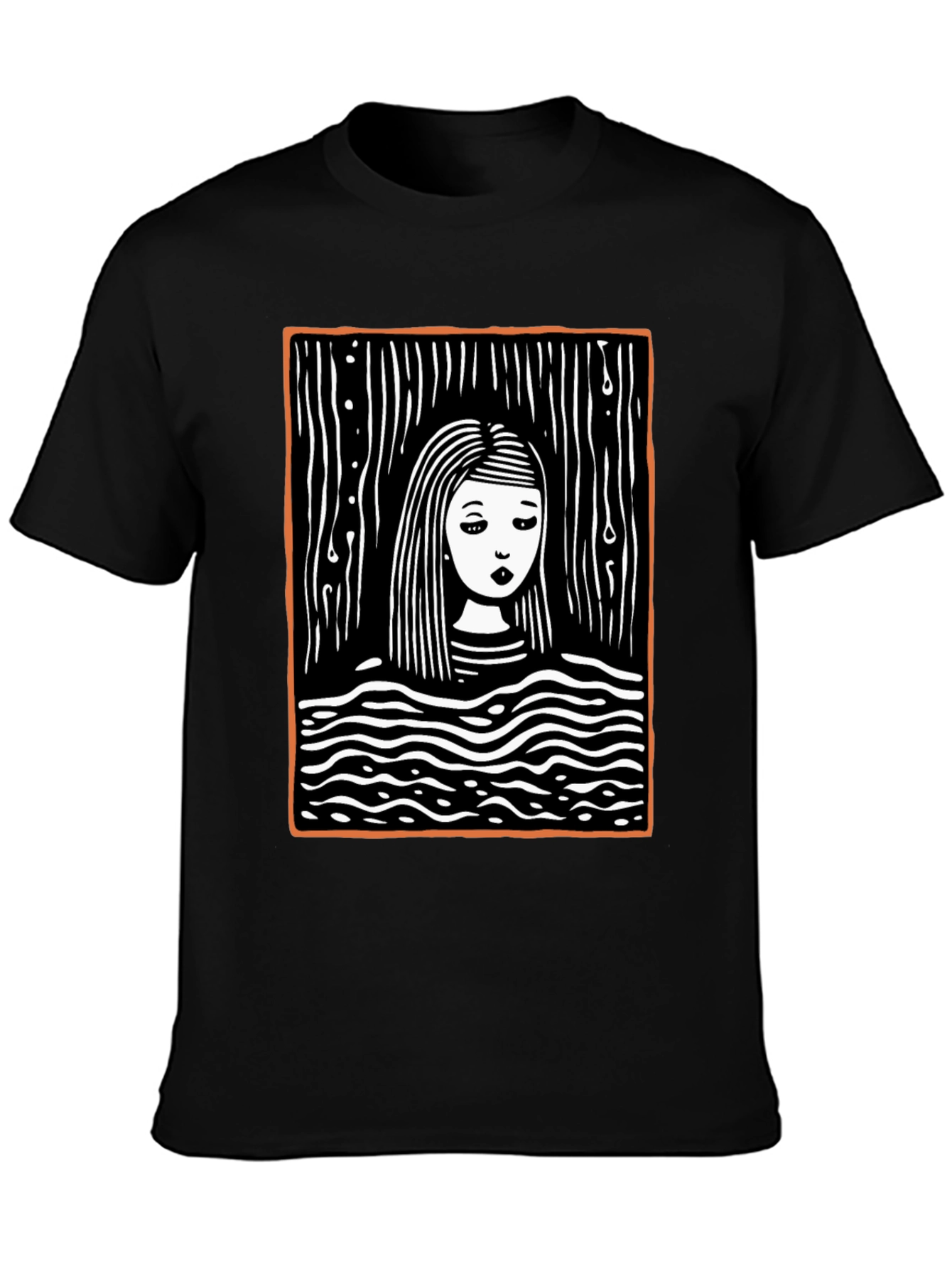 Artistic Black T-Shirt with Unique Graphic Design