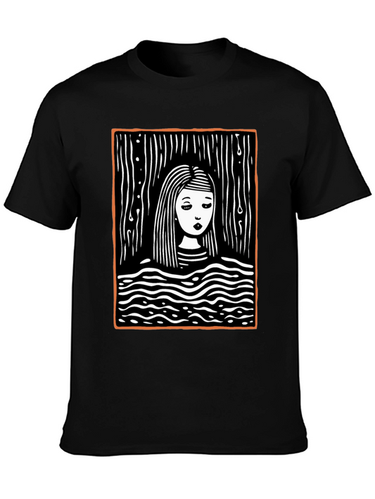 Artistic Black T-Shirt with Unique Graphic Design