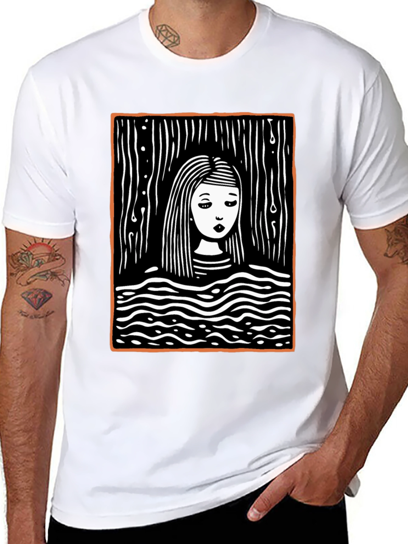 Artistic Black T-Shirt with Unique Graphic Design