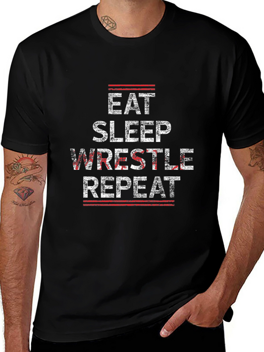 Eat Sleep Wrestle Repeat Graphic Tee