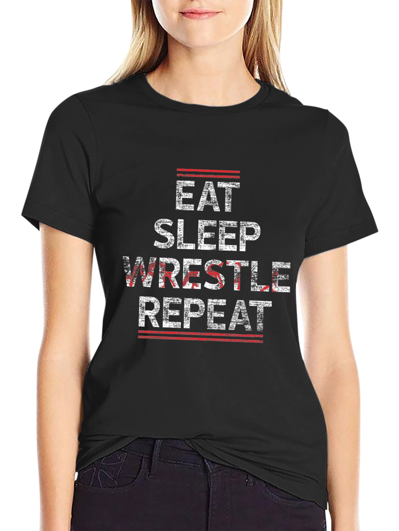 Eat Sleep Wrestle Repeat Graphic Tee