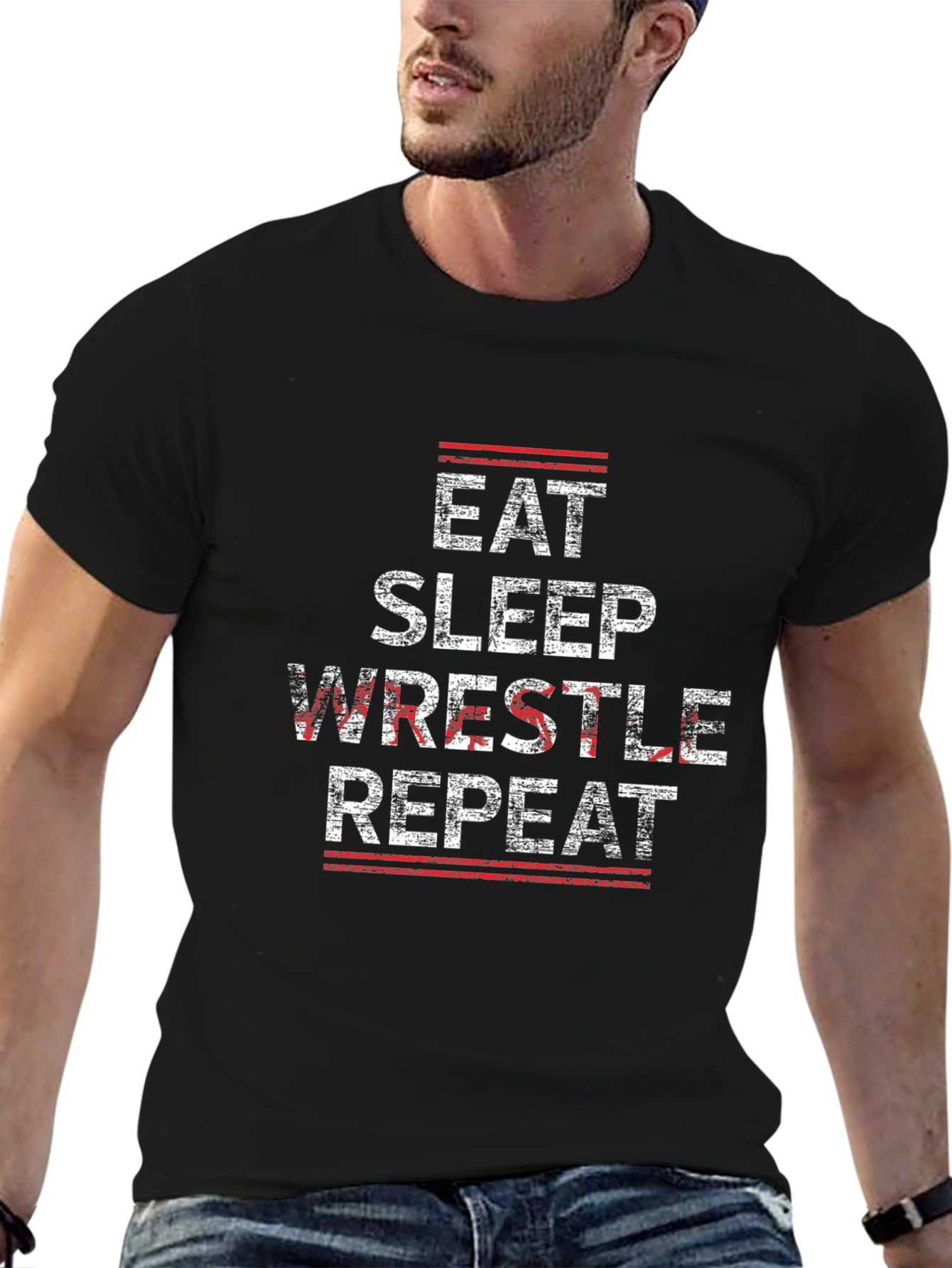 Eat Sleep Wrestle Repeat Graphic Tee