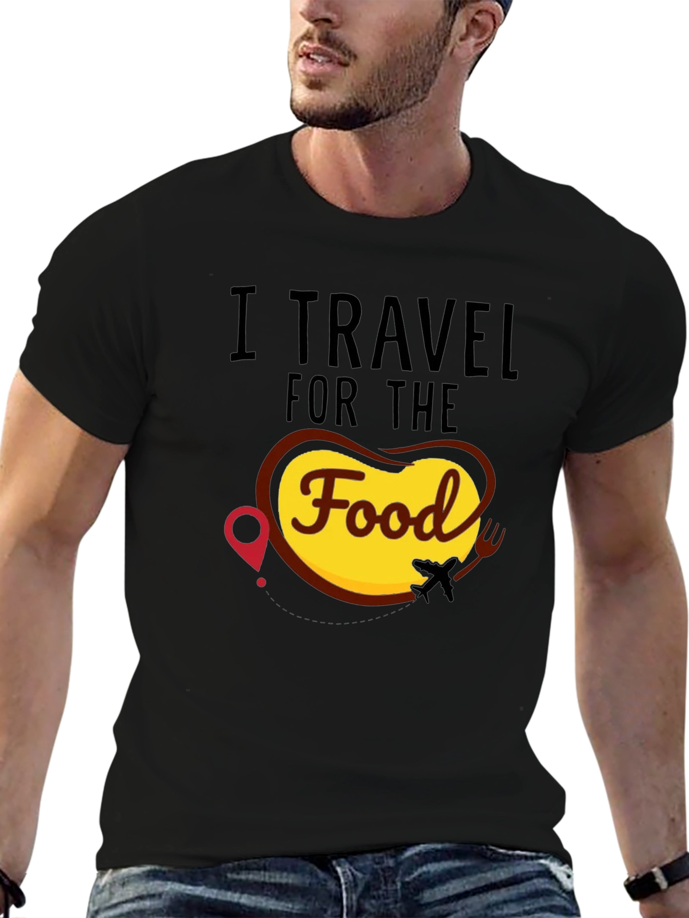 I Travel for the Food Black T-Shirt