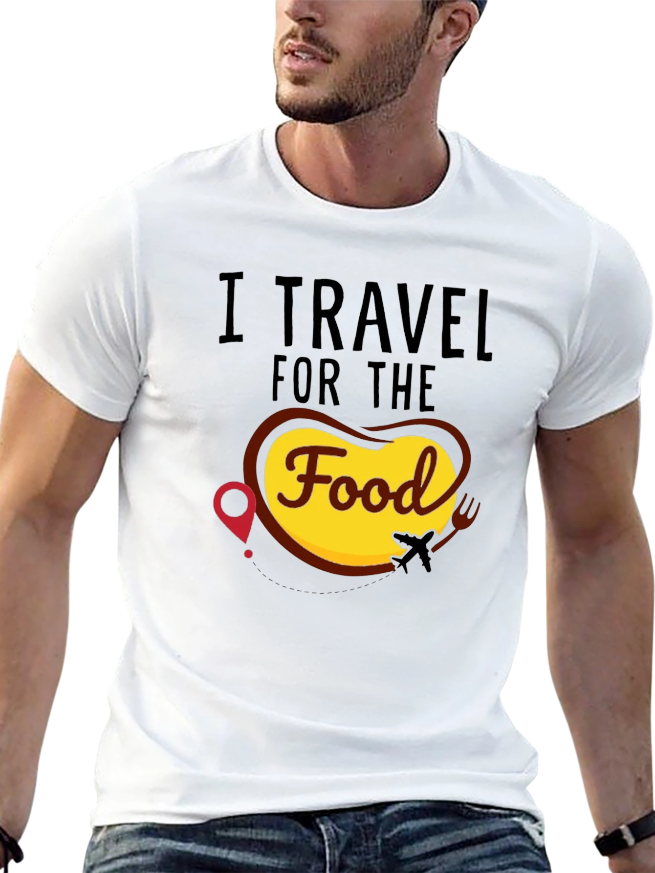 I Travel for the Food Black T-Shirt