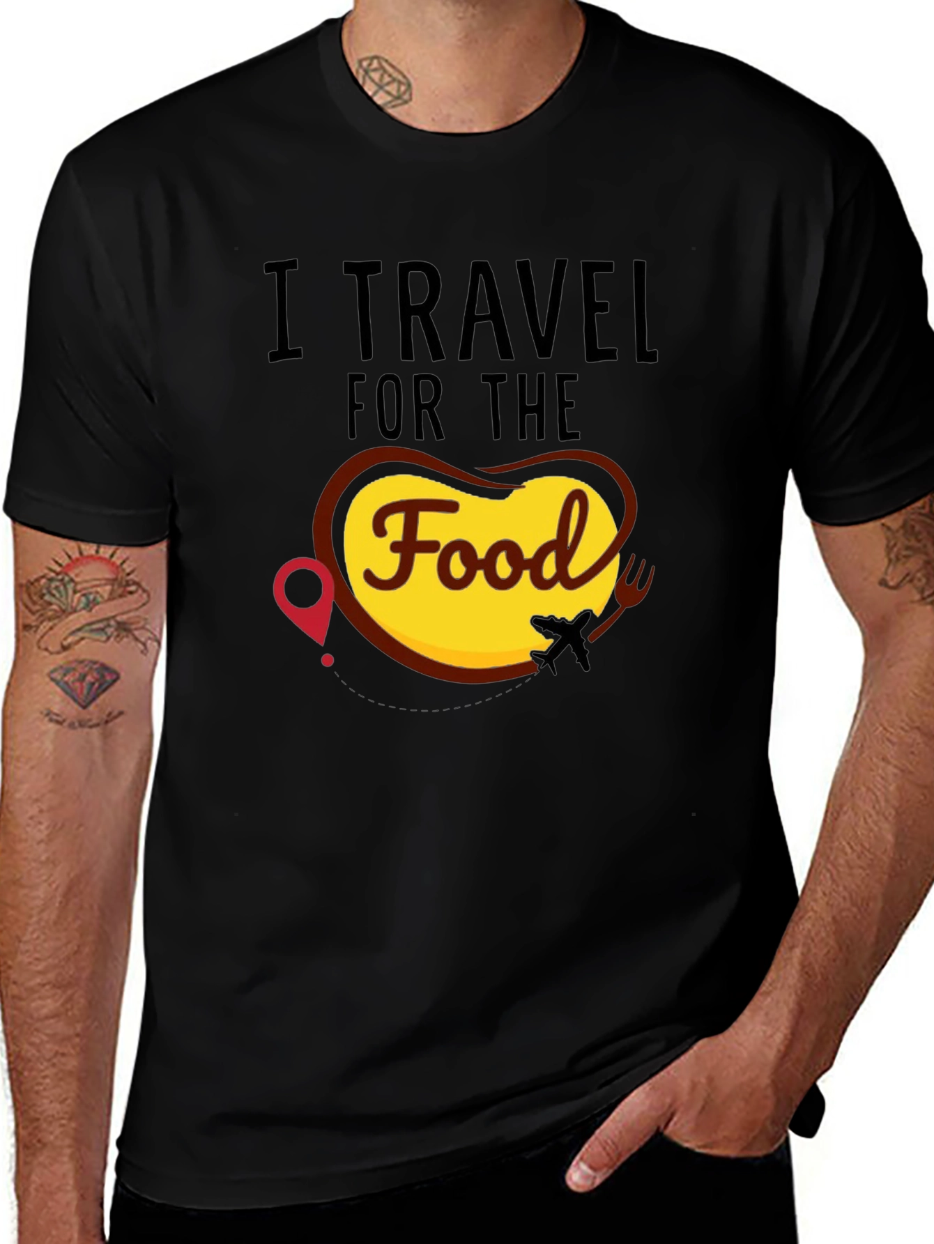 I Travel for the Food Black T-Shirt
