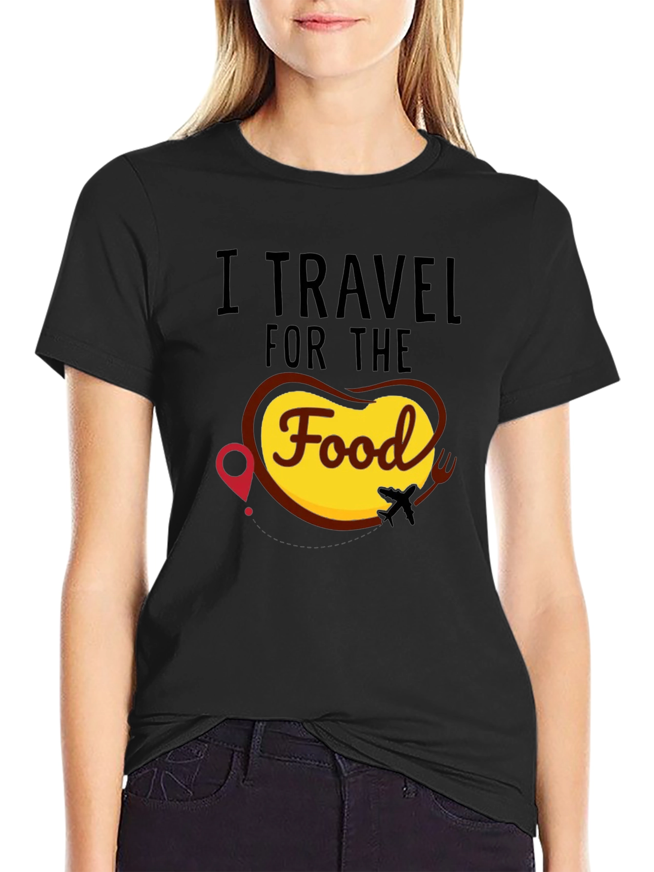 I Travel for the Food Black T-Shirt