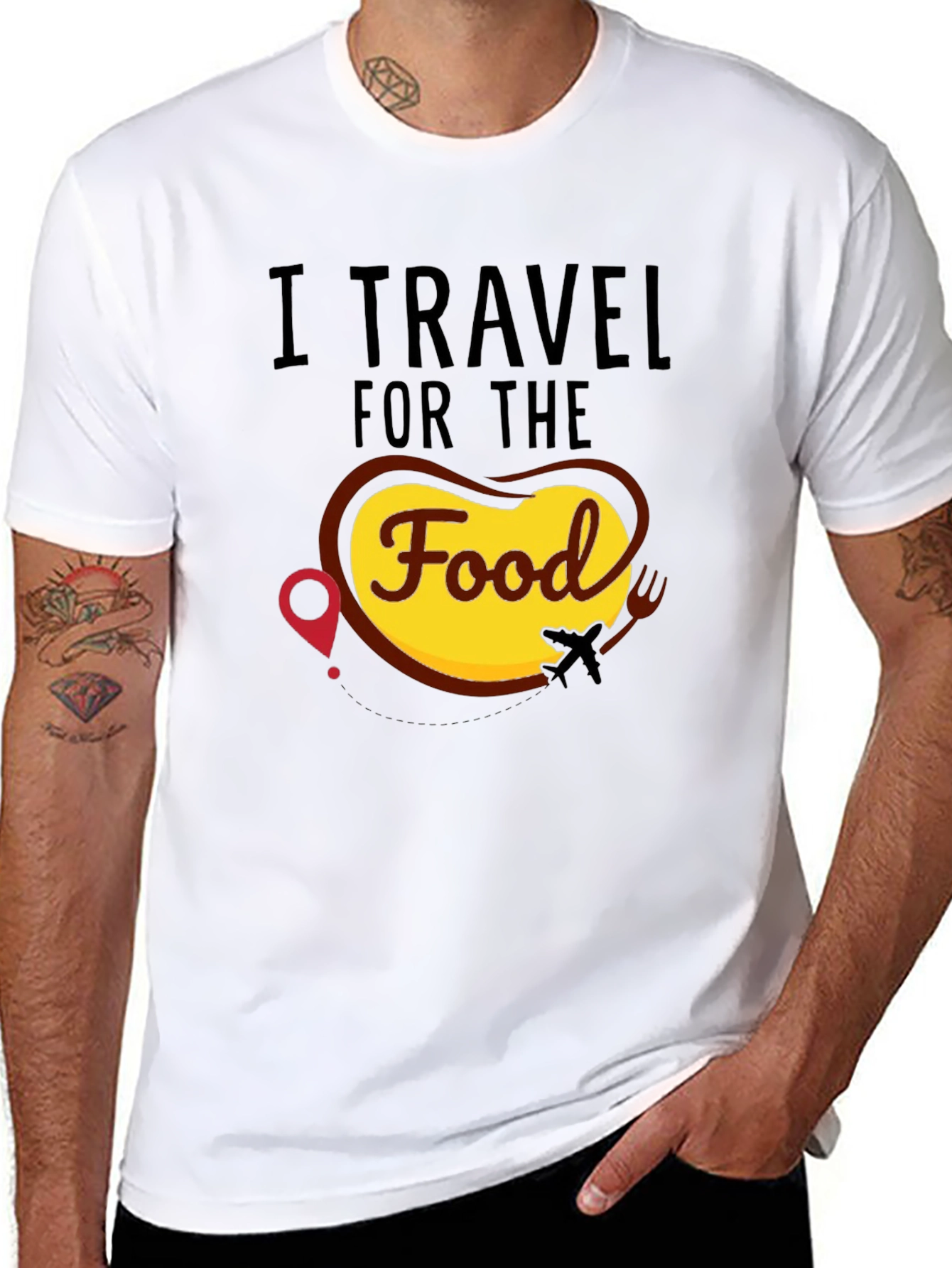 I Travel for the Food Black T-Shirt