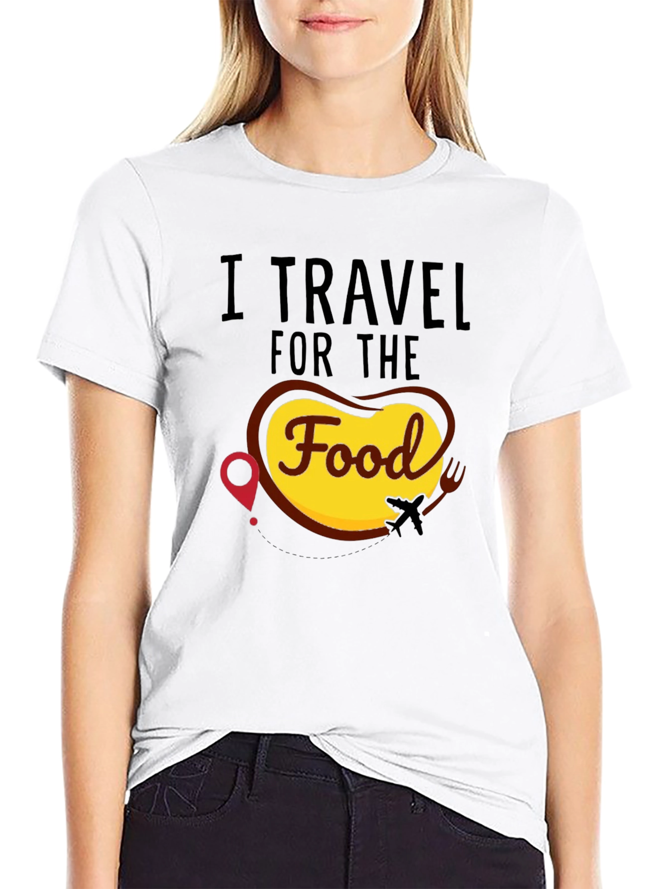 I Travel for the Food Black T-Shirt