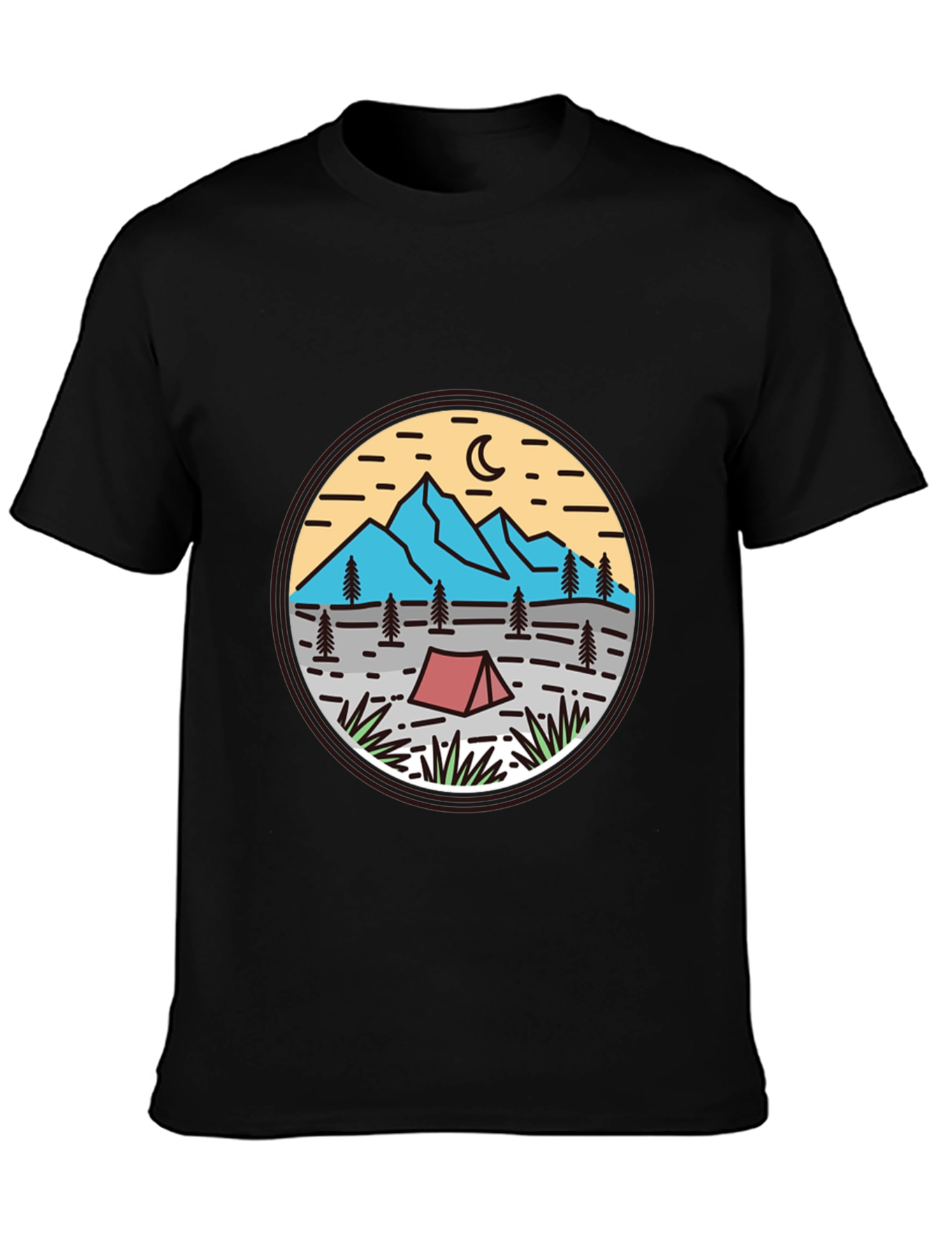 Camping Adventure Graphic Tee - Black