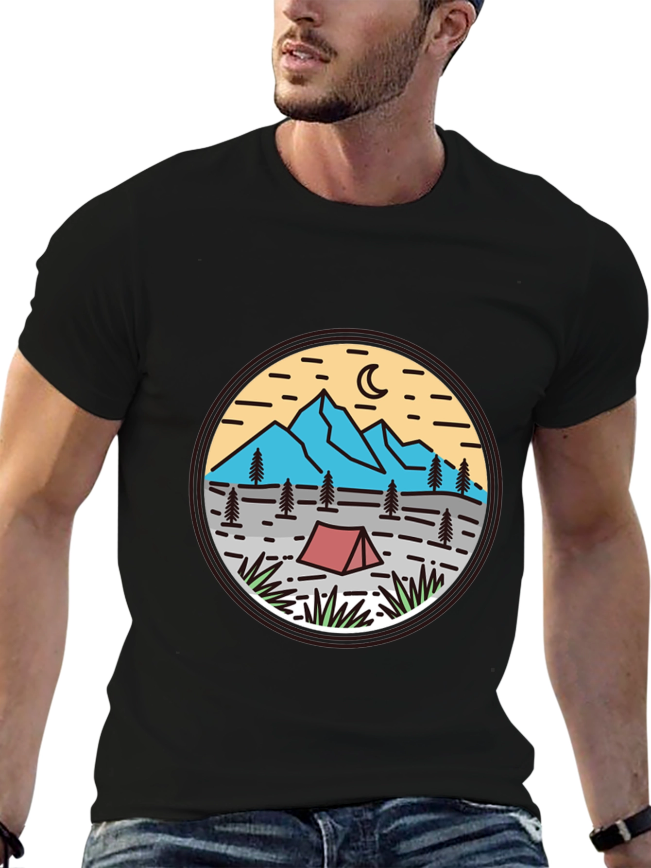 Camping Adventure Graphic Tee - Black