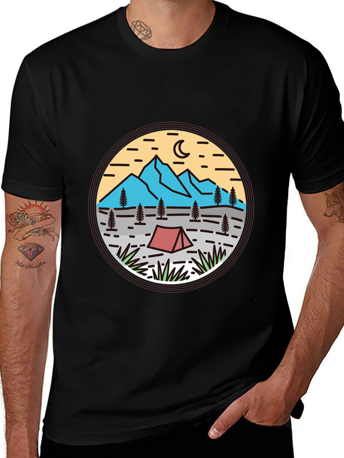 Camping Adventure Graphic Tee - Black