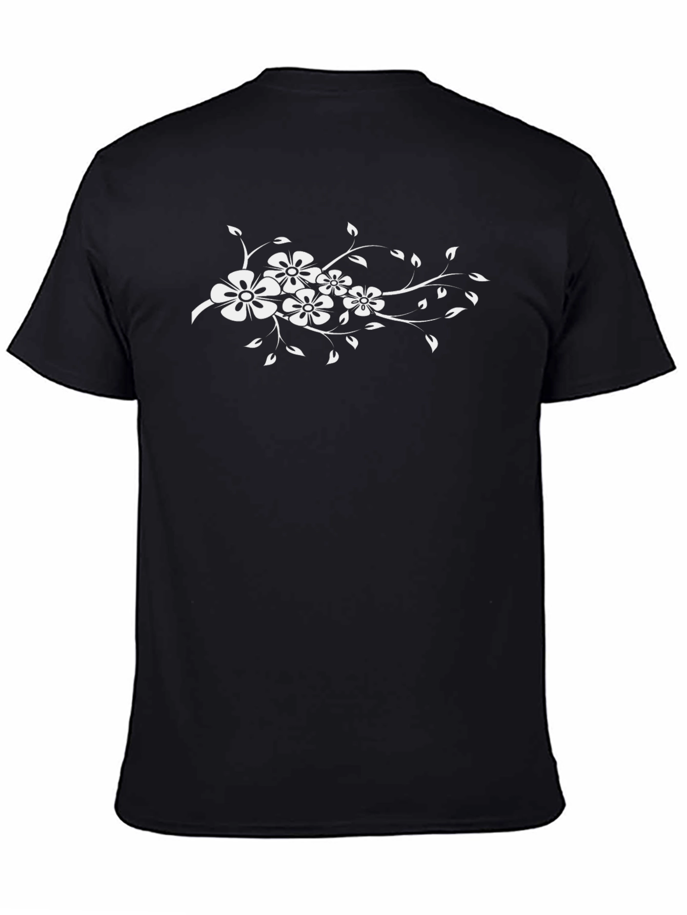 Floral Design Black T-Shirt
