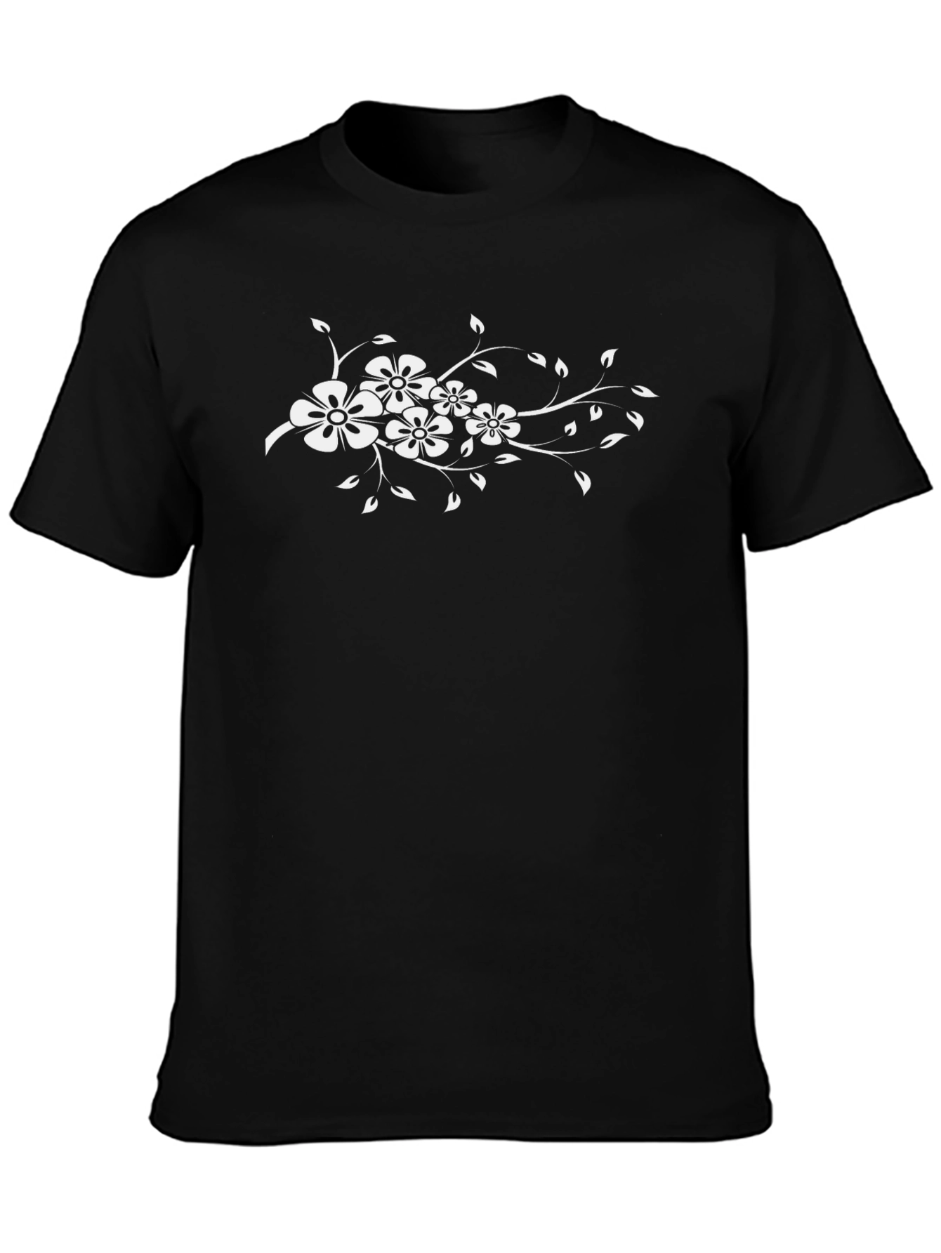 Floral Design Black T-Shirt