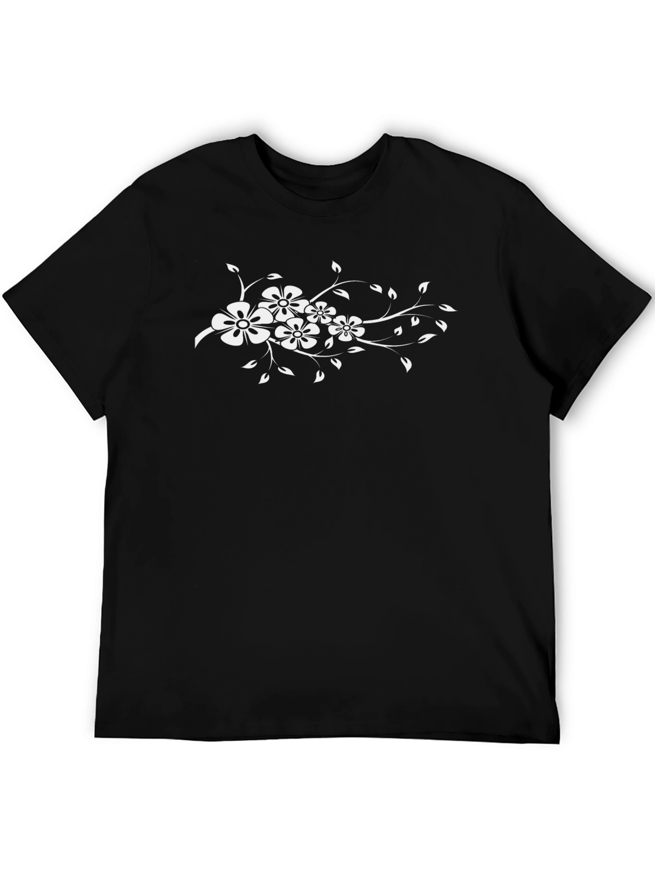 Floral Design Black T-Shirt