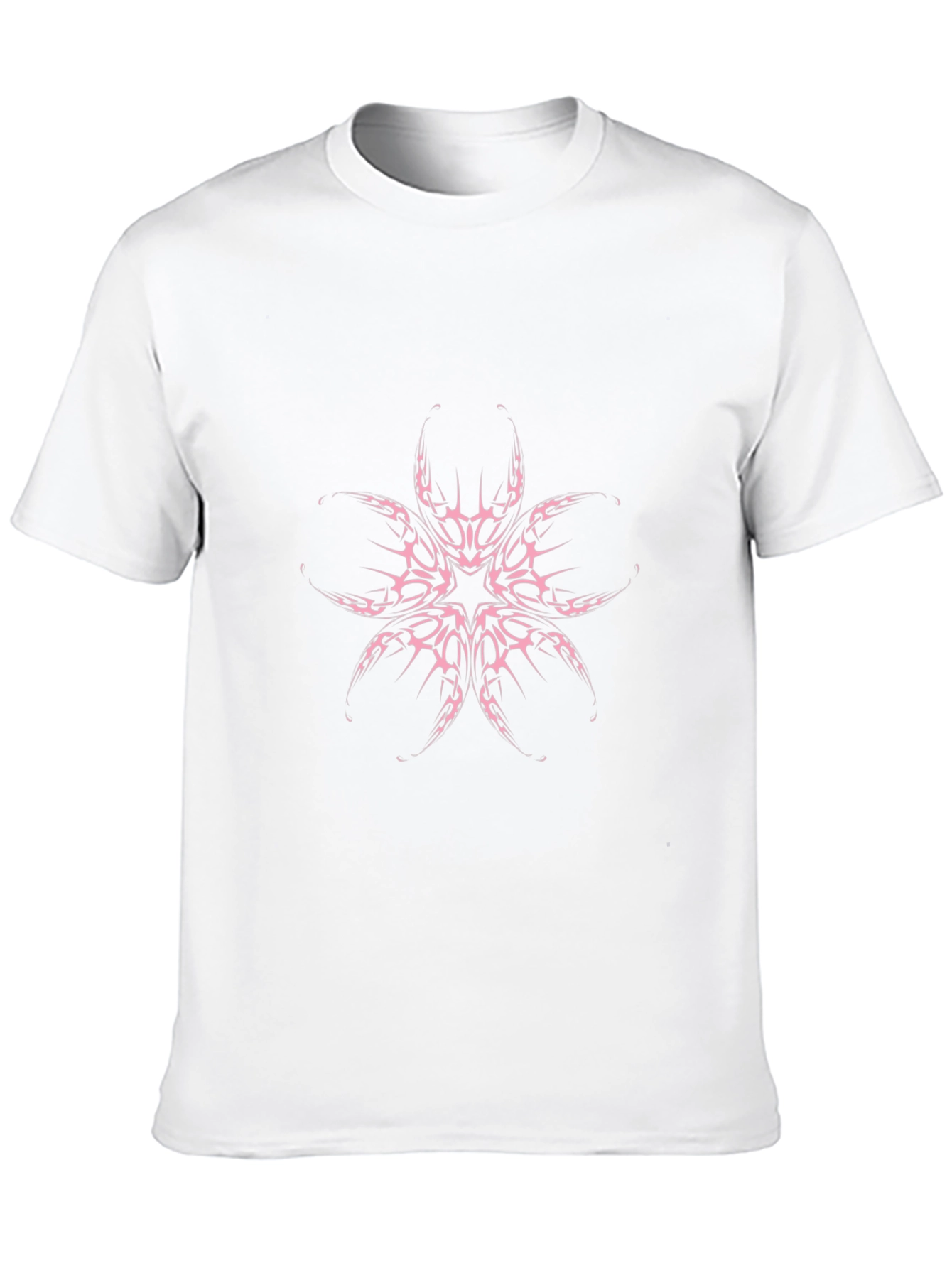 Black Tee with Tribal Flower Design