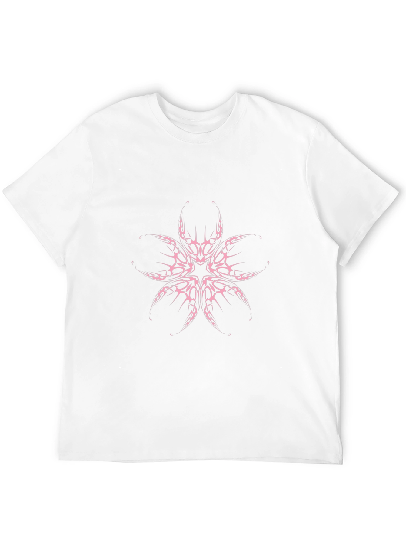 Black Tee with Tribal Flower Design