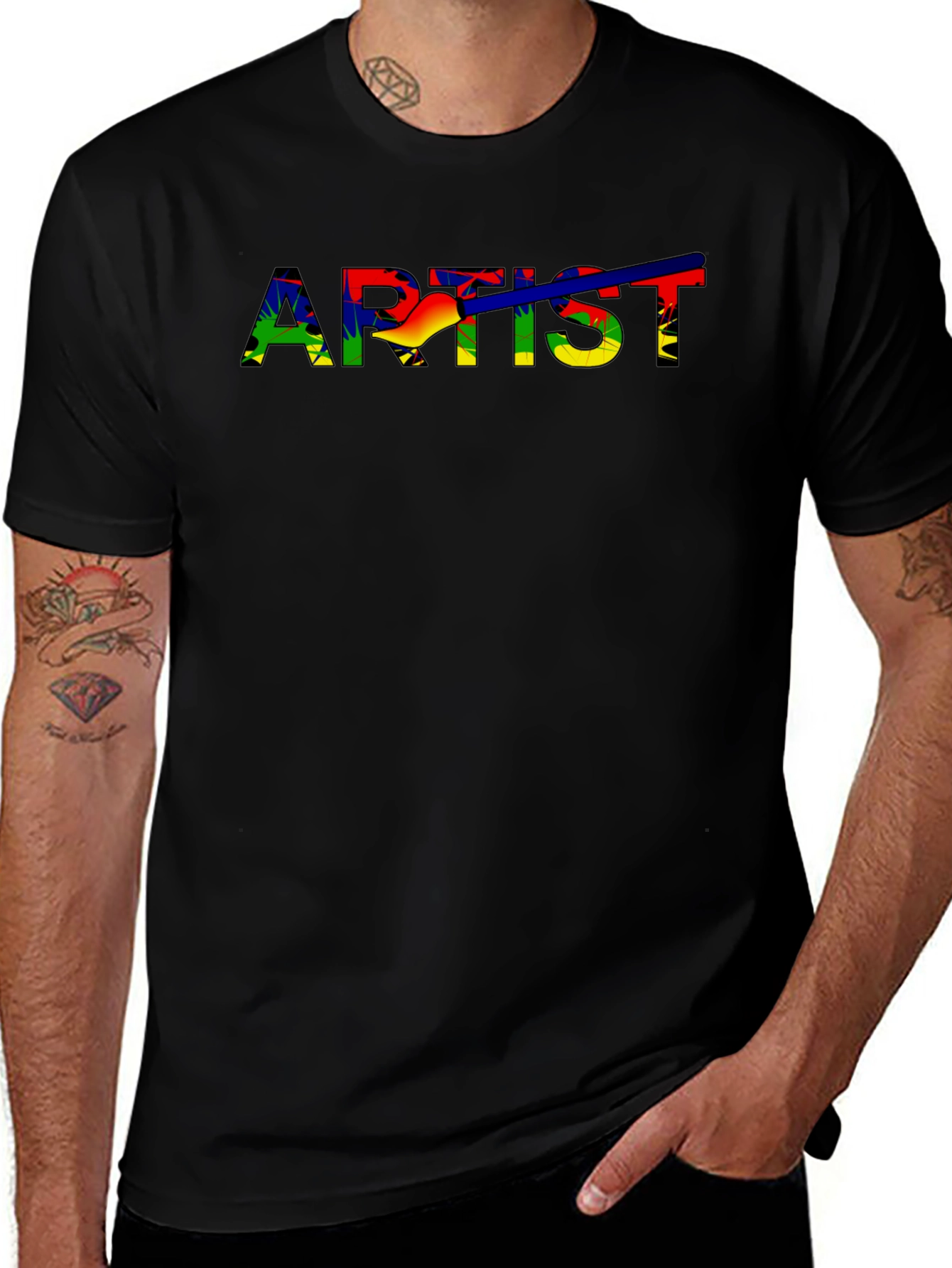 Artist Rainbow Graphic Black T-Shirt