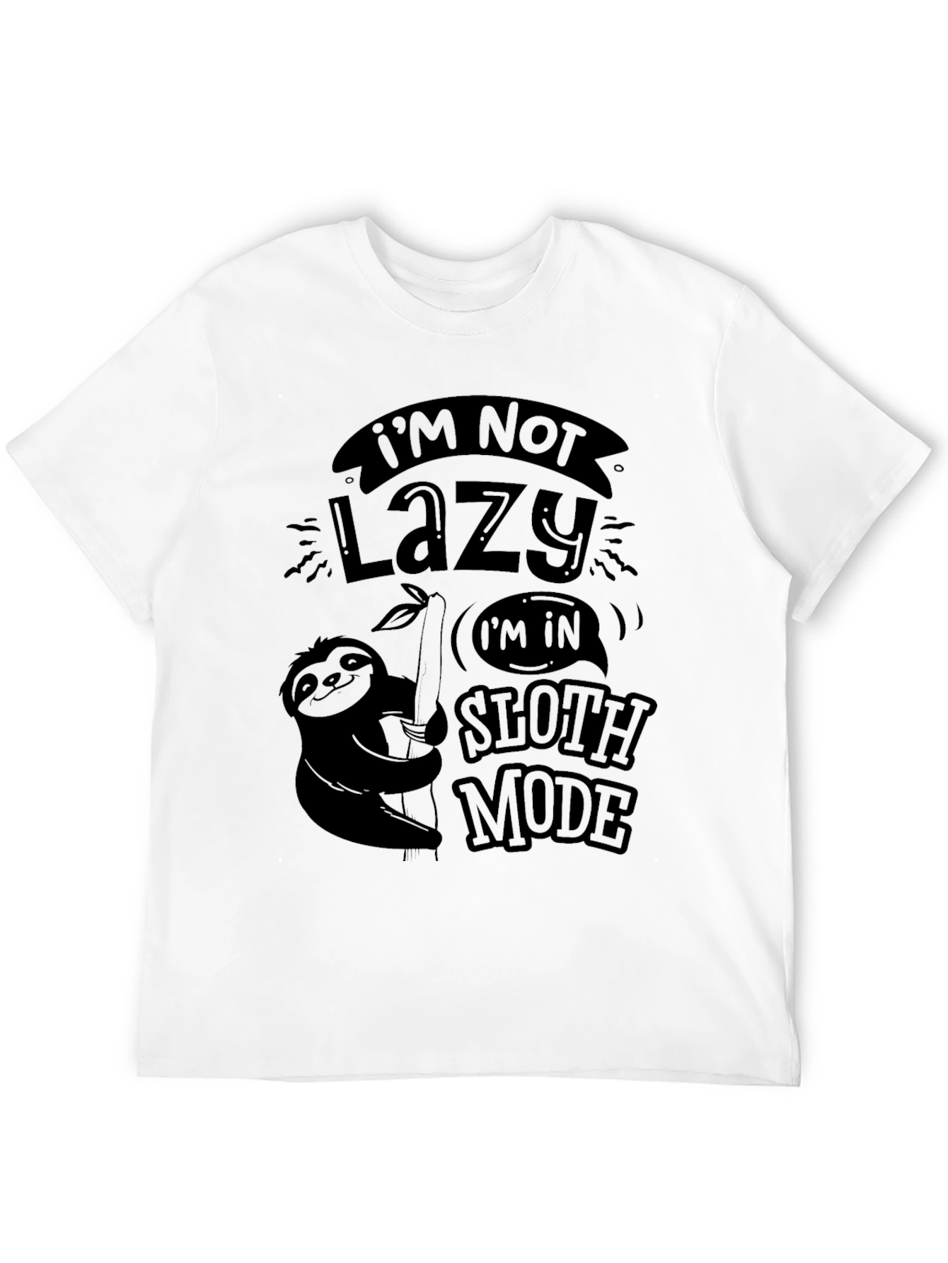 Lazy Sloth Mode Mens Black Graphic Tee