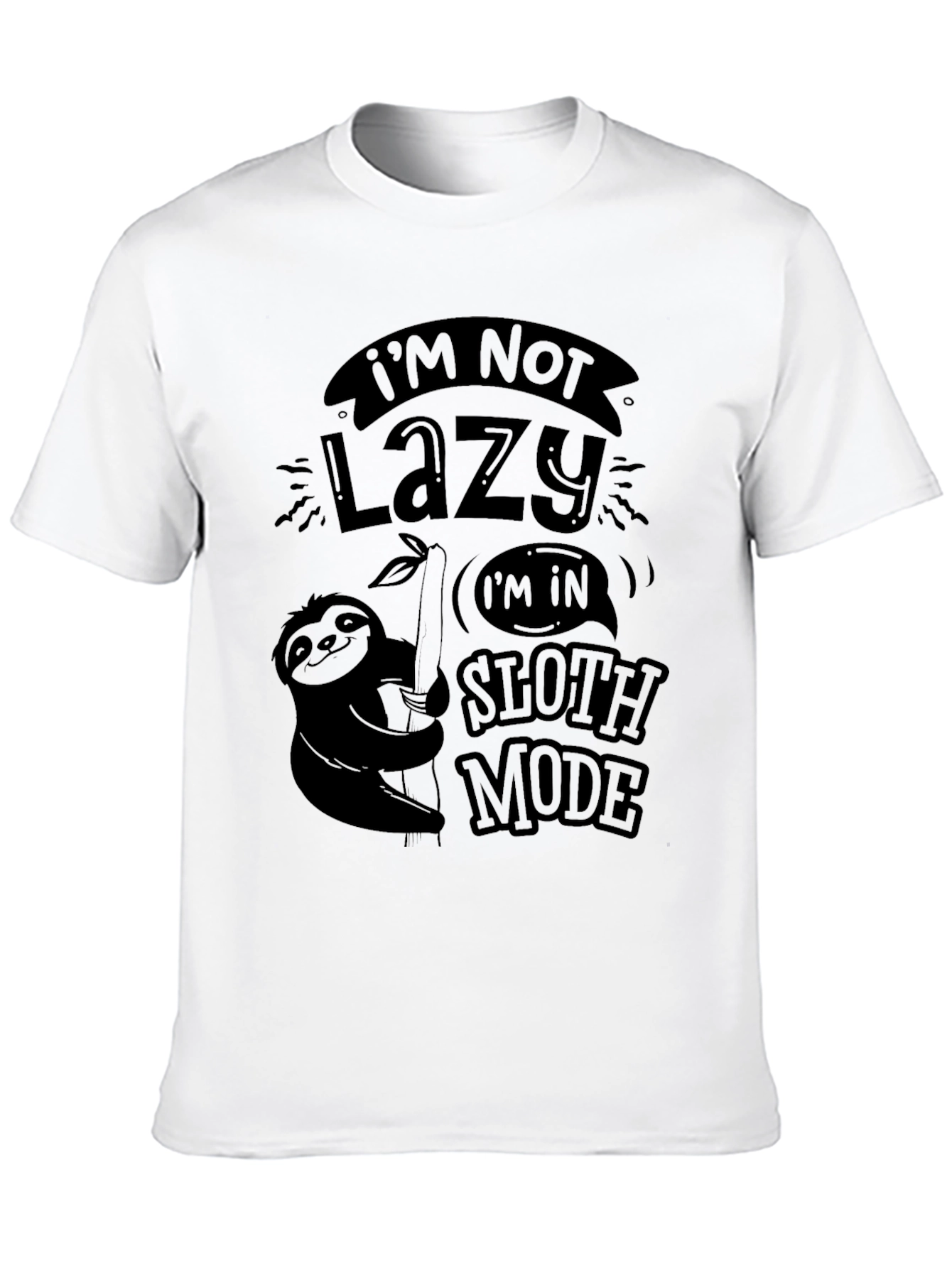 Lazy Sloth Mode Mens Black Graphic Tee
