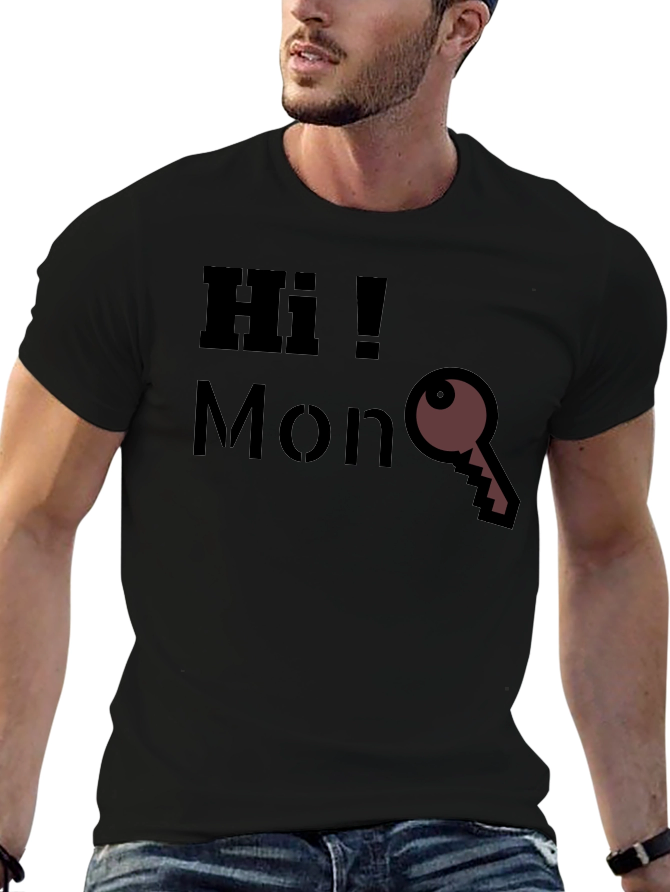Hi MonKey Graphic T-Shirt - Casual Black Tee