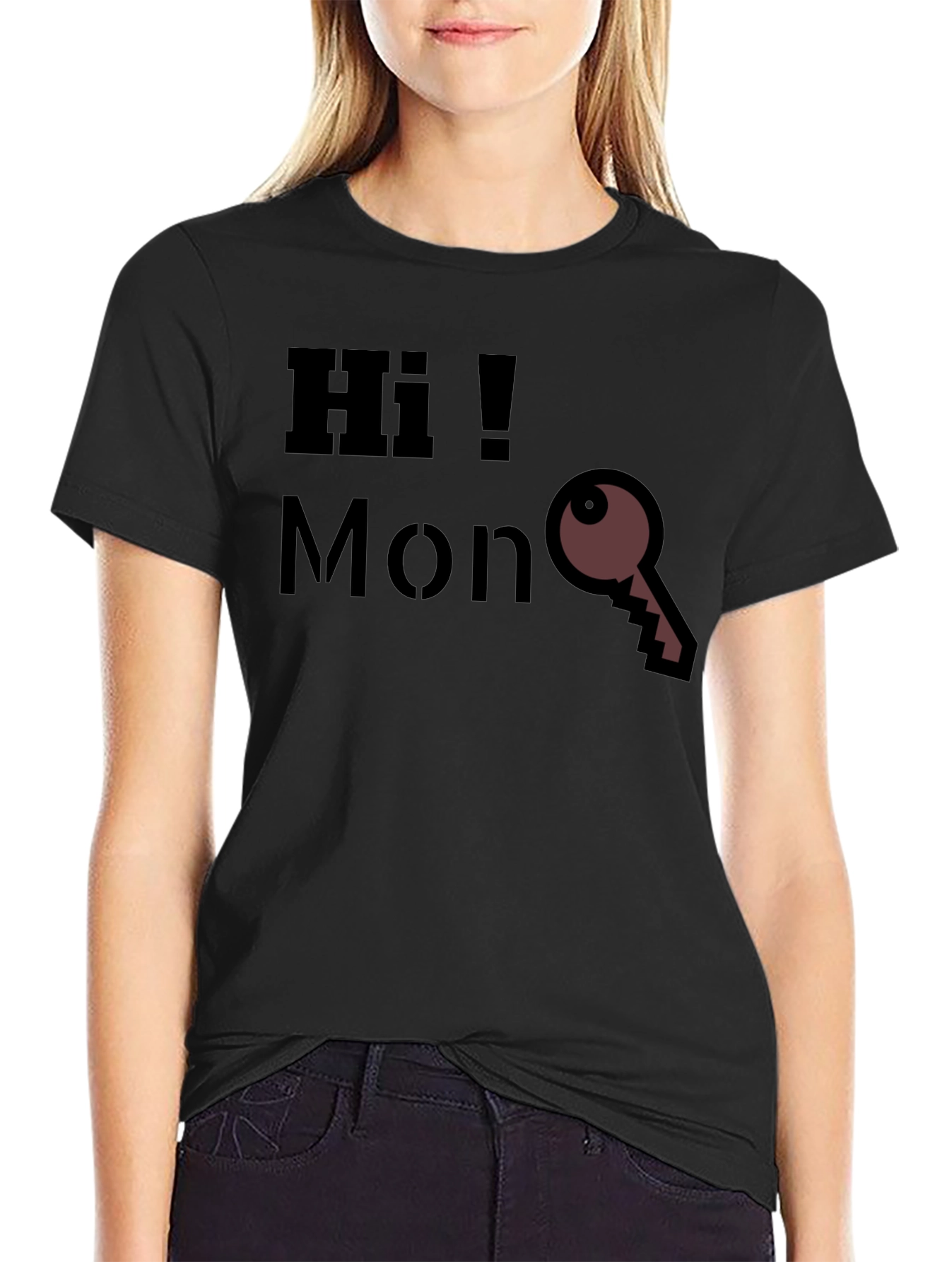 Hi MonKey Graphic T-Shirt - Casual Black Tee